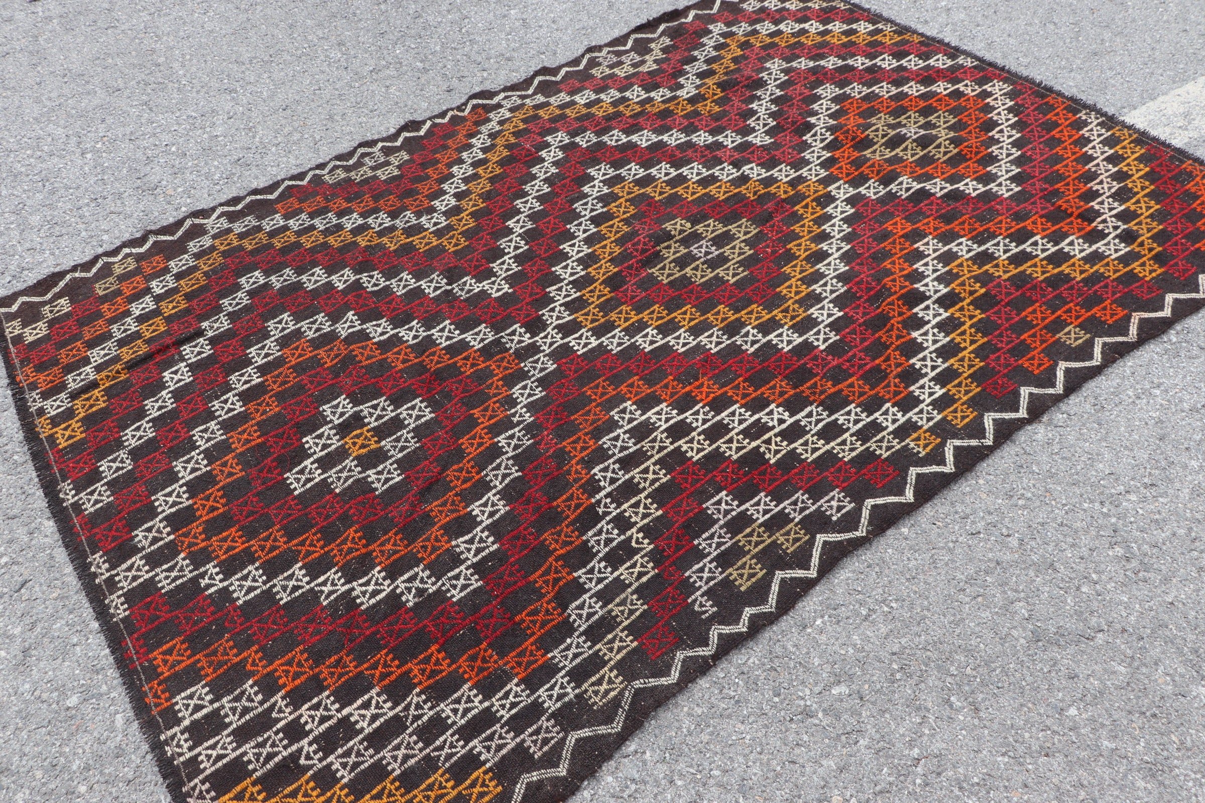 Türk Halısı, Çocuk Halıları, El Yapımı Halı, 5x7,1 ft Alan Halısı, Oryantal Halılar, İç Mekan Halısı, Vintage Halı, Kilim, Yün Halı, Kahverengi Ev Dekor Halısı