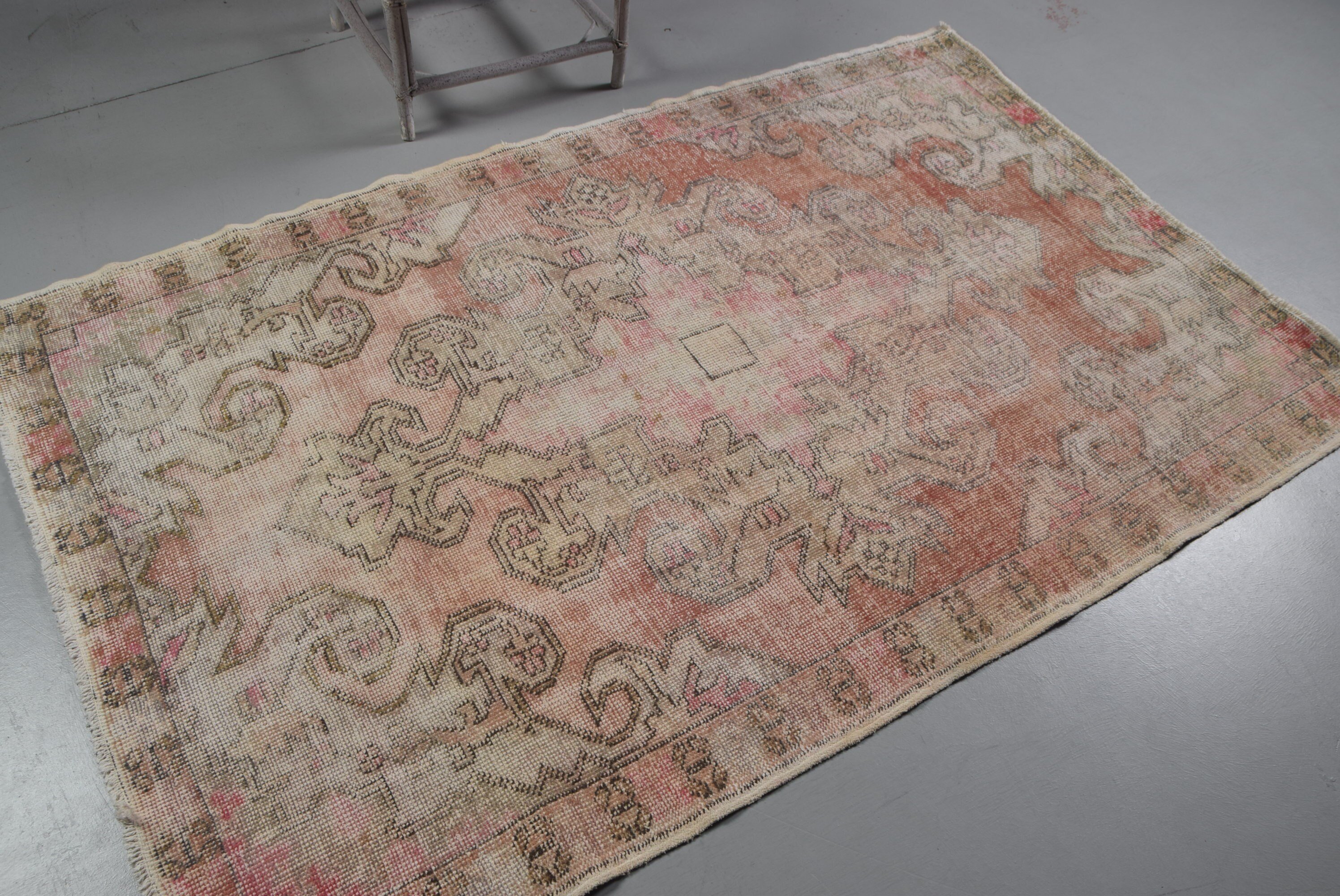 Red Moroccan Rugs, Wool Rug, Vintage Rug, Turkish Rug, Rugs for Dining Room, Kitchen Rug, 4.5x7 ft Area Rugs, Nursery Rugs