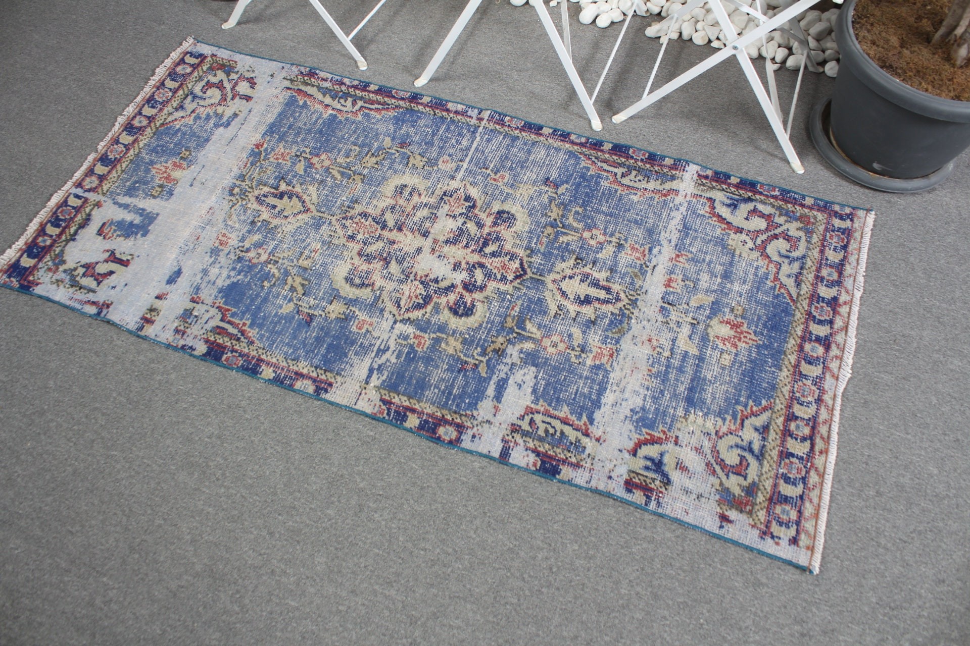 Vintage Rug, Wall Hanging Rugs, Entry Rug, Turkish Rug, Oriental Rug, Blue Home Decor Rug, 2.6x5.4 ft Small Rug, Antique Rugs, Eclectic Rug