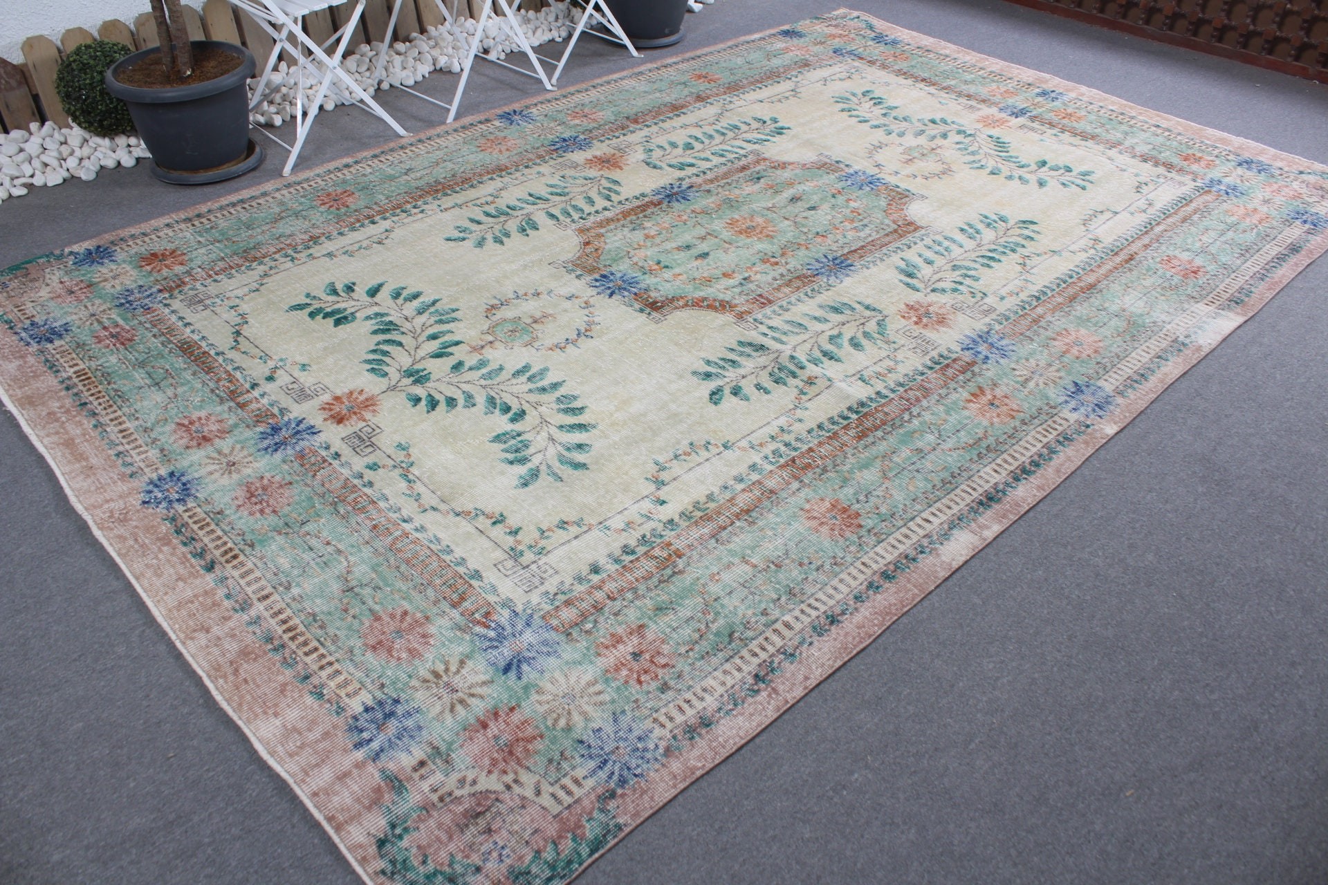 7.3x11.5 ft Oversize Rug, Turkish Rug, Antique Rug, Vintage Rugs, Green Floor Rug, Living Room Rugs, Anatolian Rugs, Cute Rug, Salon Rugs