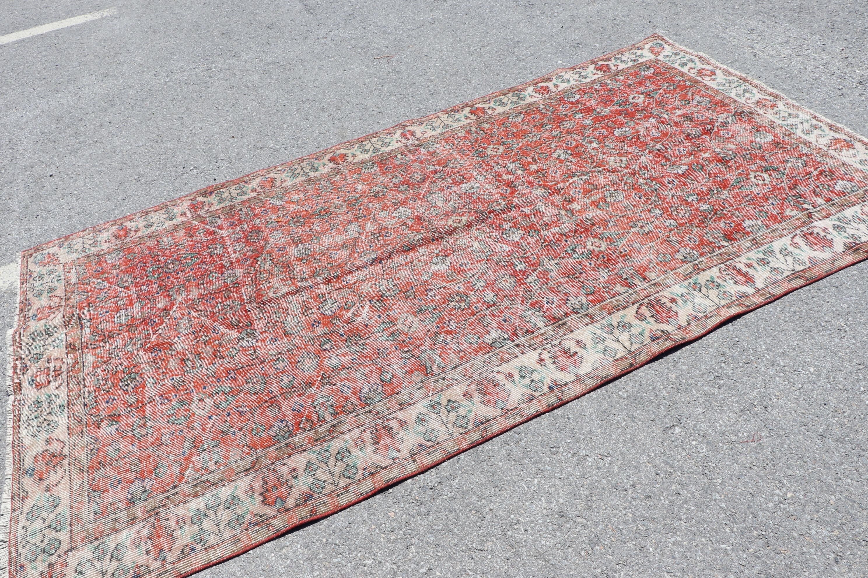 Dining Room Rug, Bedroom Rugs, Turkish Rug, Red Floor Rugs, 4.7x8.6 ft Large Rug, Floor Rug, Vintage Rug, Rugs for Salon