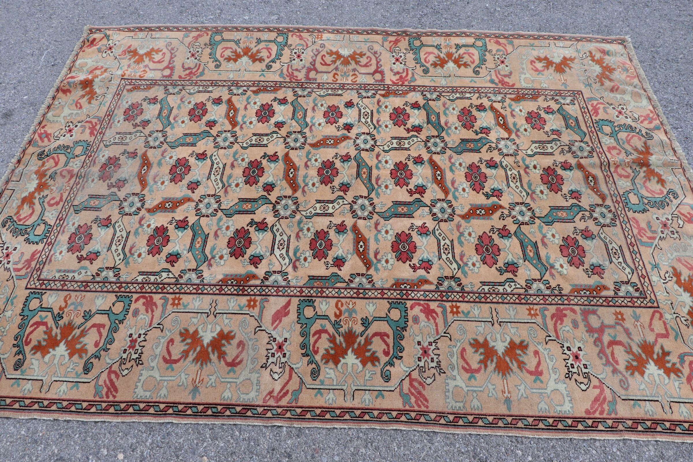 Alan Halıları, Mutfak Halısı, Oturma Odası Halısı, Türk Halısı, Bej Oushak Halıları, Vintage Halı, 5.2x7 ft Alan Halısı, Çocuk Halısı, Antika Halılar