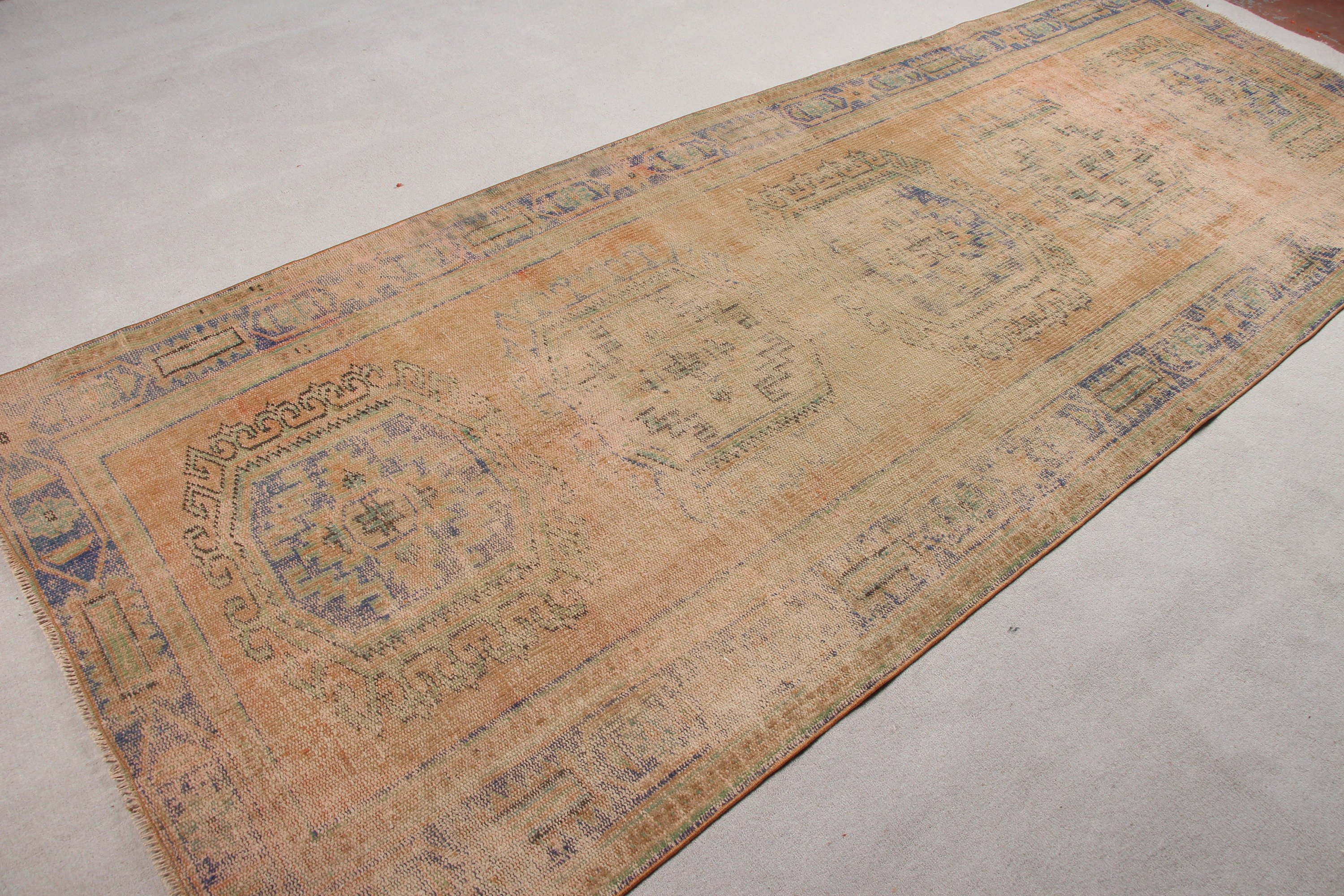 Anadolu Halısı, 4.2x11.1 ft Runner Halısı, Koridor Halıları, Yer Halısı, Türk Halısı, Turuncu Yatak Odası Halıları, Merdiven Halısı, Vintage Halılar, Boho Halısı