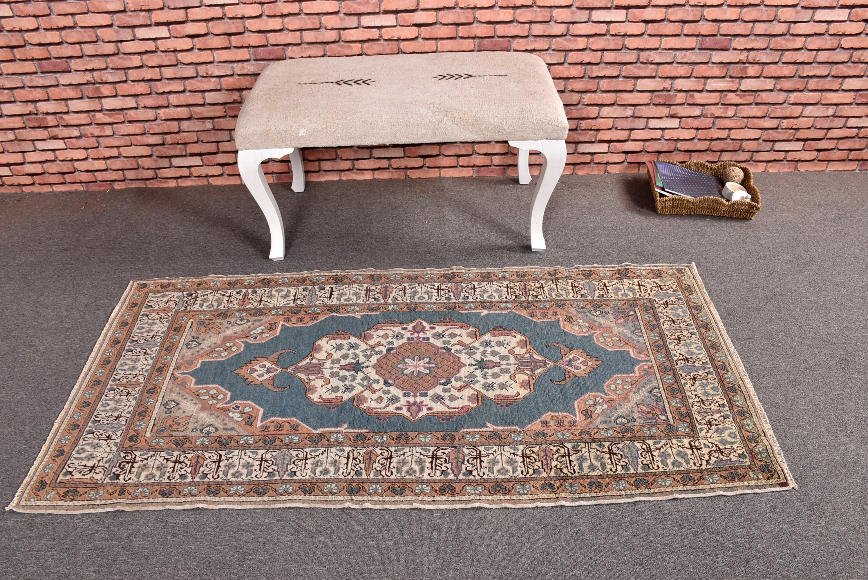 Mavi Oryantal Halılar, Türk Halıları, Mutfak Halıları, Yatak Odası Halıları, Boho Vurgulu Halılar, Vintage Halılar, 2,7x5,6 ft Vurgulu Halılar, Giriş Halıları