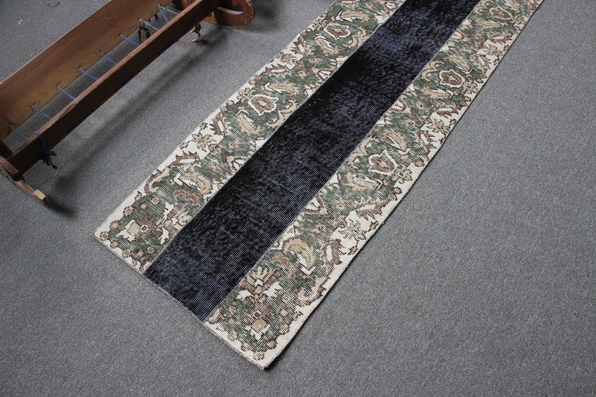 Koridor Halısı, Koridor Halıları, Yün Halılar, Mutfak Halısı, Vintage Halılar, 2.3x7.6 ft Yolluk Halısı, Koridor Halıları, Türk Halıları, Siyah Yün Halı