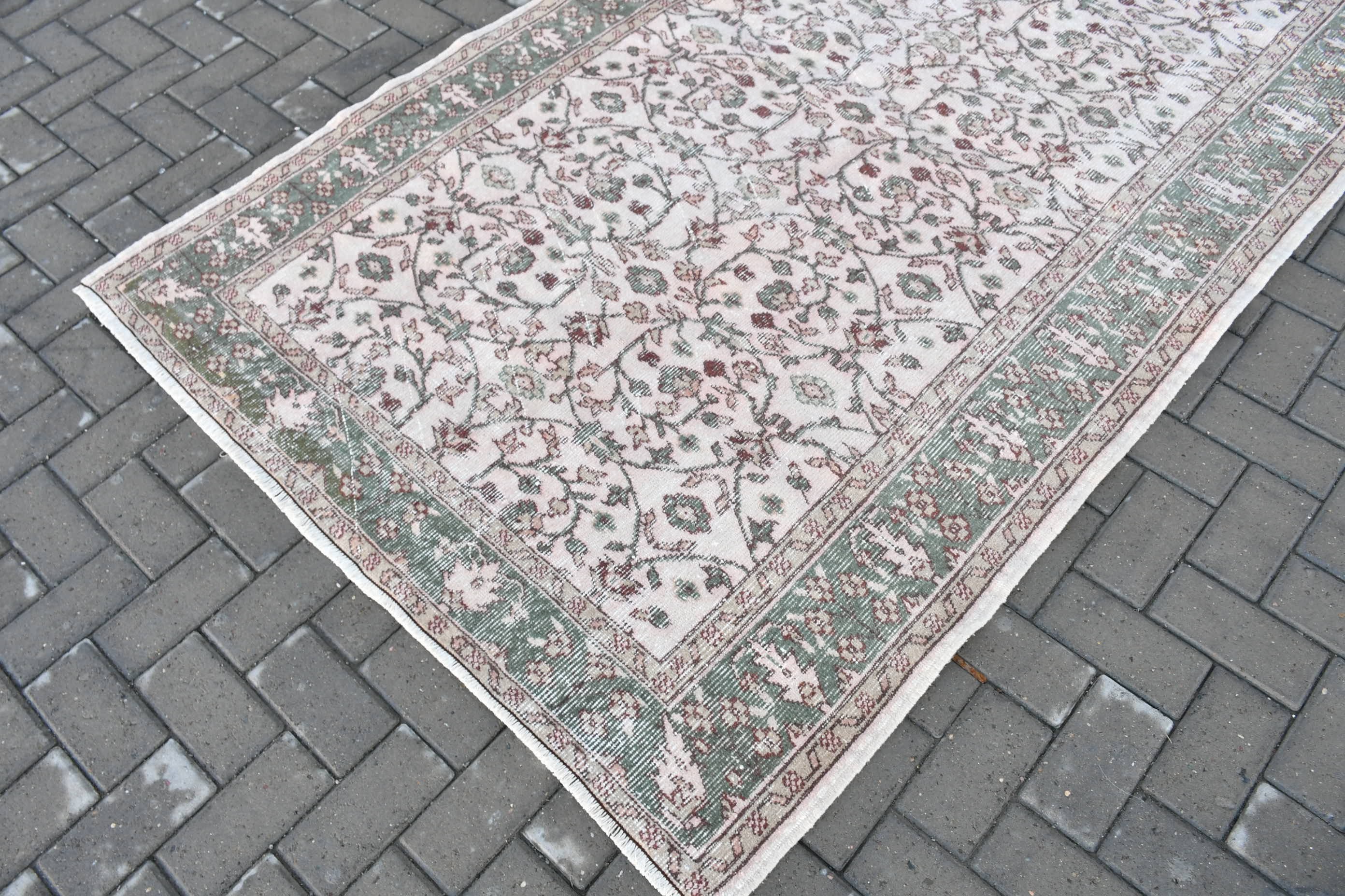 Dining Room Rug, Turkish Rugs, 4.7x8.1 ft Area Rug, Vintage Rug, Aesthetic Rug, Bedroom Rug, Green Floor Rug, Rugs for Indoor