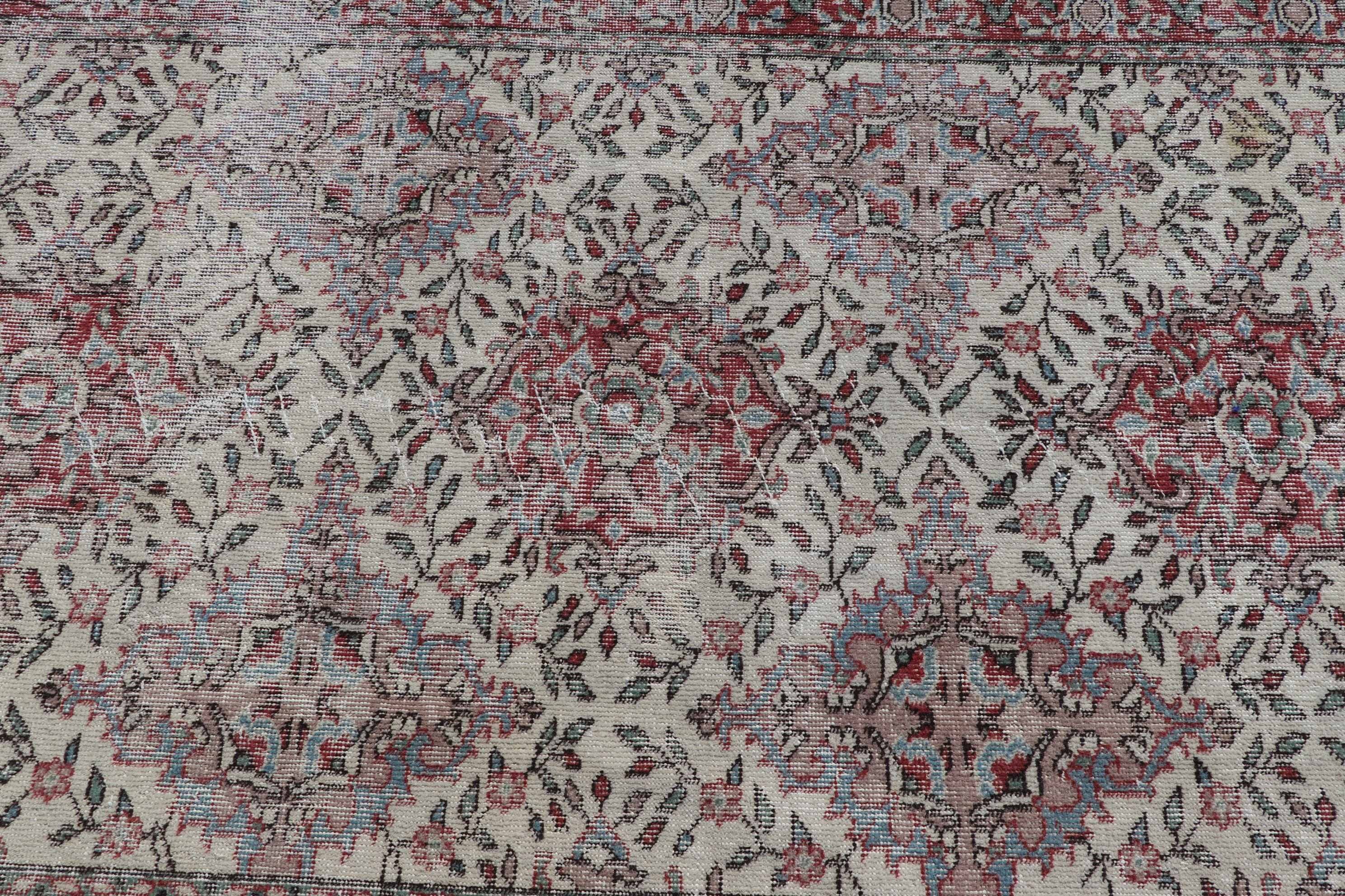 Soluk Halı, Antika Halılar, Vintage Halı, Yemek Odası Halıları, Kırmızı Zemin Halısı, Yün Halıları, Türk Halısı, 3.7x7.1 ft Alan Halıları, Oturma Odası Halısı