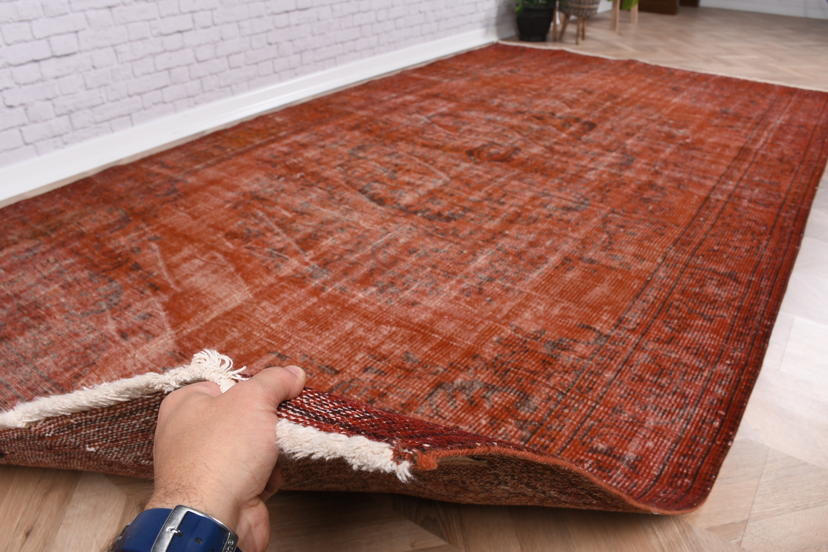 Vintage Rug, Bedroom Rugs, Turkish Rug, Orange  5.4x10.4 ft Large Rug, Living Room Rug, Statement Rugs, Ethnic Rug, Cool Rug