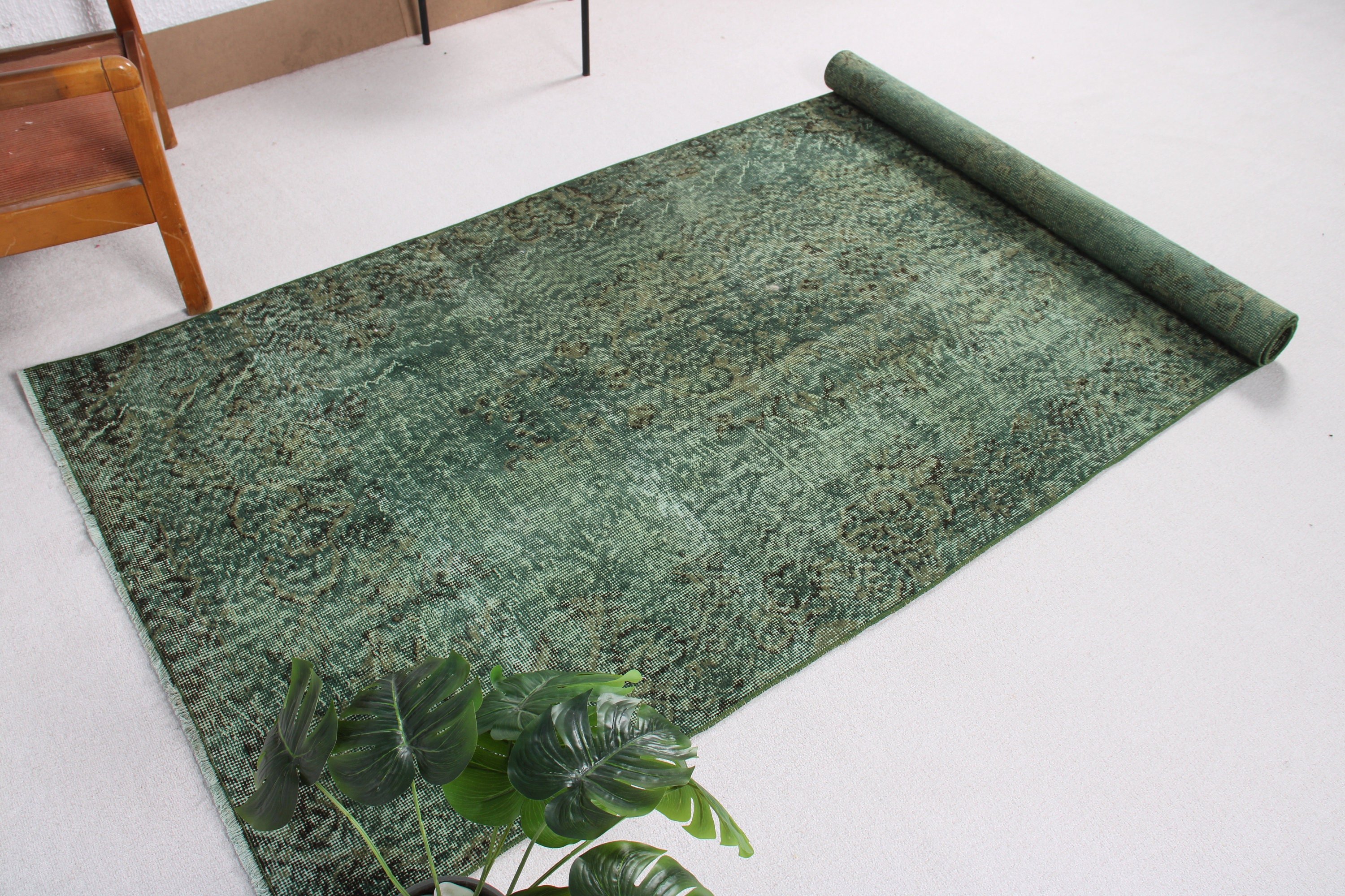 Green Flatweave Rug, Wool Rug, Vintage Area Rug, 3.9x9.2 ft Area Rugs, Moroccan Rugs, Floor Rug, Vintage Rugs, Turkish Rugs, Boho Area Rugs