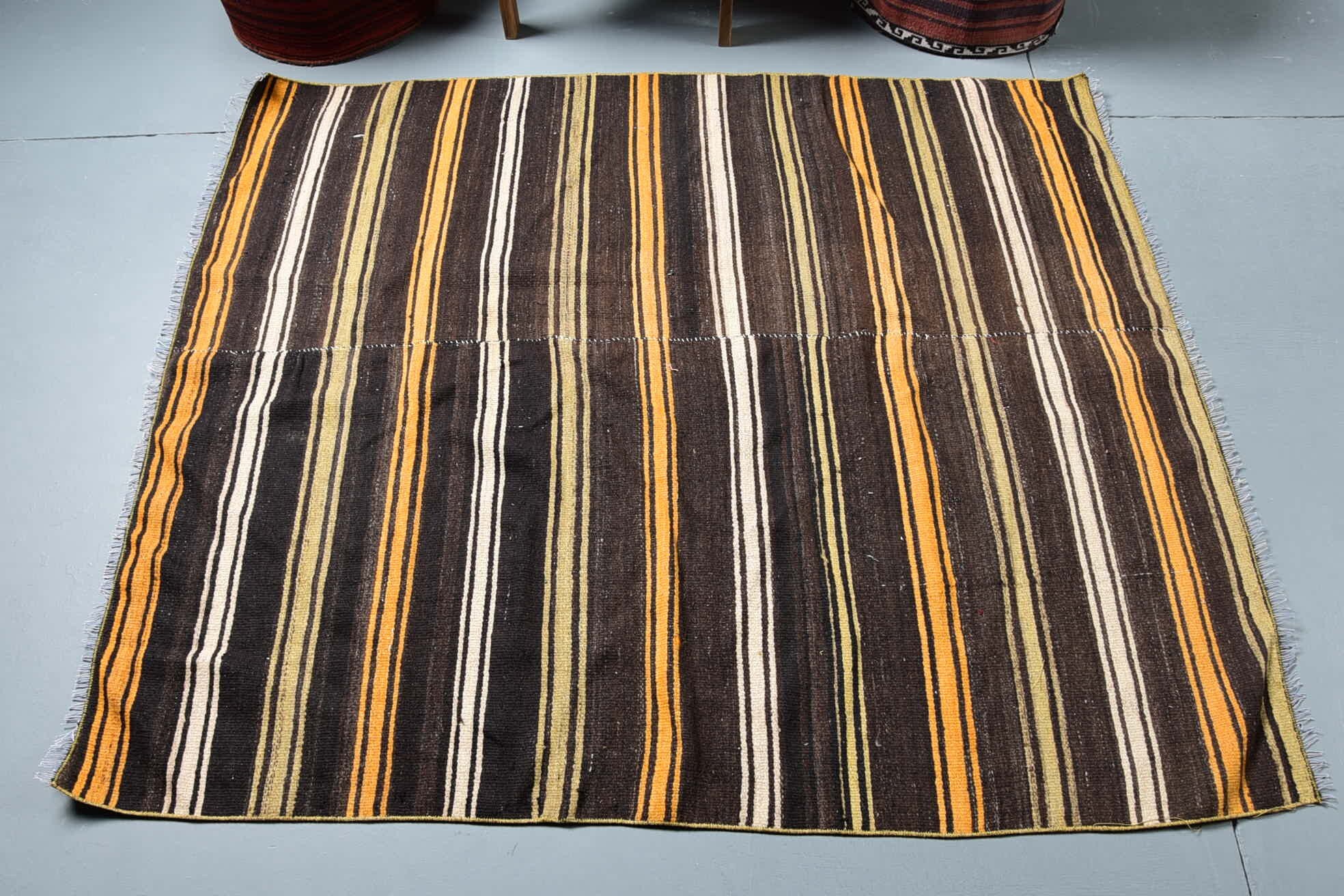 Kitchen Rugs, Bedroom Rug, Oushak Rugs, Vintage Rugs, Turkish Rug, Art Rug, Rugs for Bedroom, Oriental Rug, 4.2x5 ft Accent Rugs, Kilim