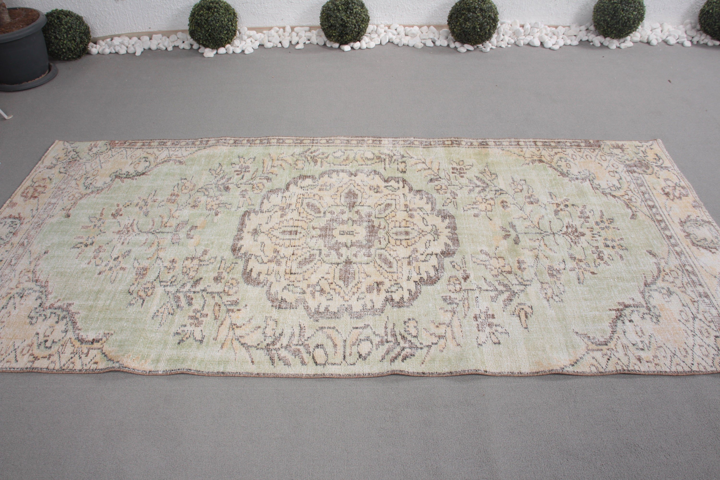 Beige Handwoven Rug, 3.9x8.4 ft Area Rugs, Floor Rug, Oushak Area Rugs, Turkish Rug, Vintage Rugs, Wool Rug, Anatolian Rug, Living Room Rug