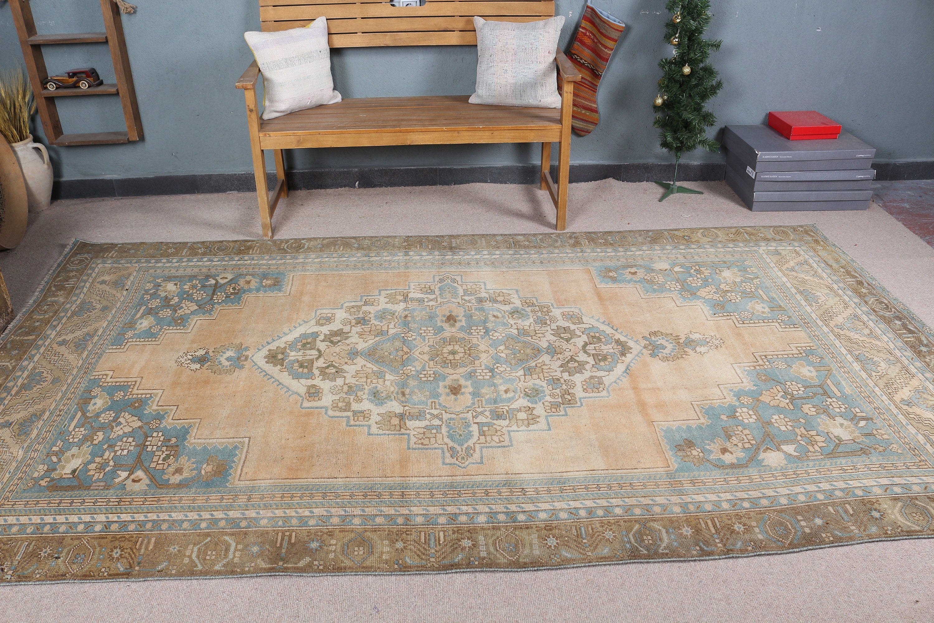 Vintage Rug, Salon Rug, Turkish Rug, Oriental Rug, Turkey Rugs, Beige Bedroom Rug, Moroccan Rugs, 5.6x10.2 ft Large Rug, Rugs for Salon