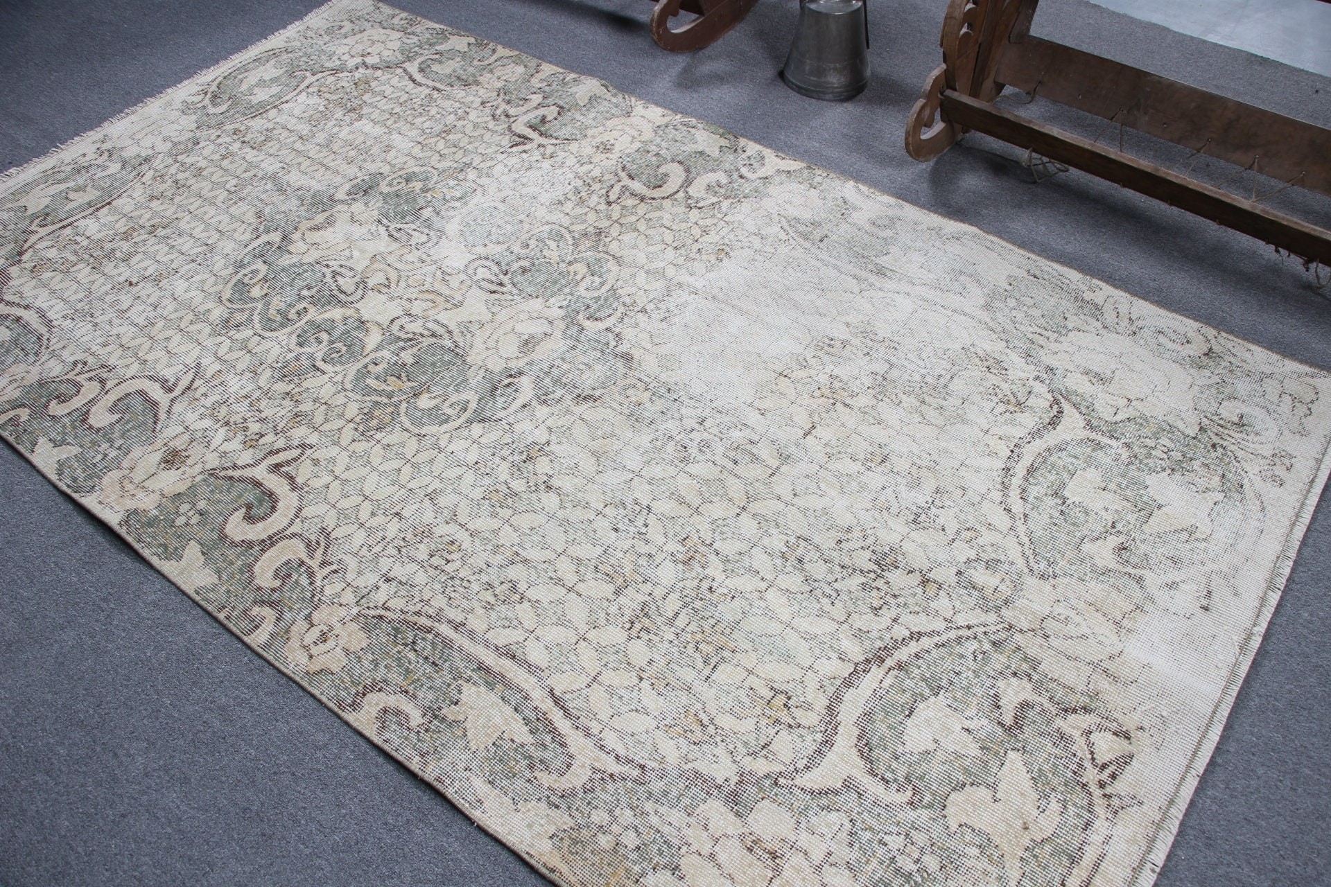 Vintage Rug, 4.7x8.2 ft Area Rug, Rugs for Floor, Floor Rug, Kitchen Rugs, Nursery Rug, Beige Oriental Rugs, Living Room Rug, Turkish Rug