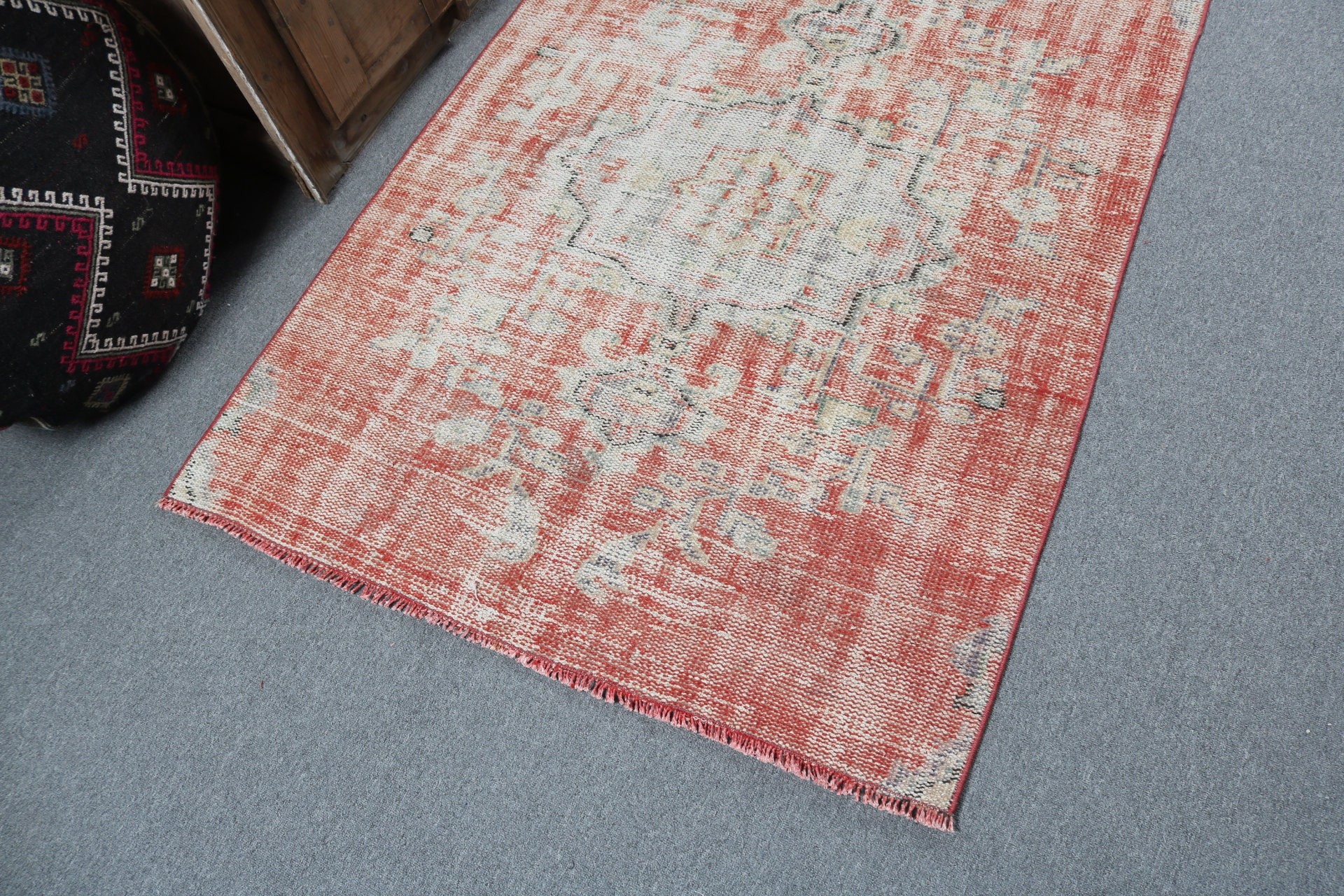 Oushak Rug, Rugs for Entry, Wool Rug, Nursery Rug, Turkish Rug, Decorative Rugs, Vintage Rugs, Red Flatweave Rug, 3.7x5.2 ft Accent Rugs