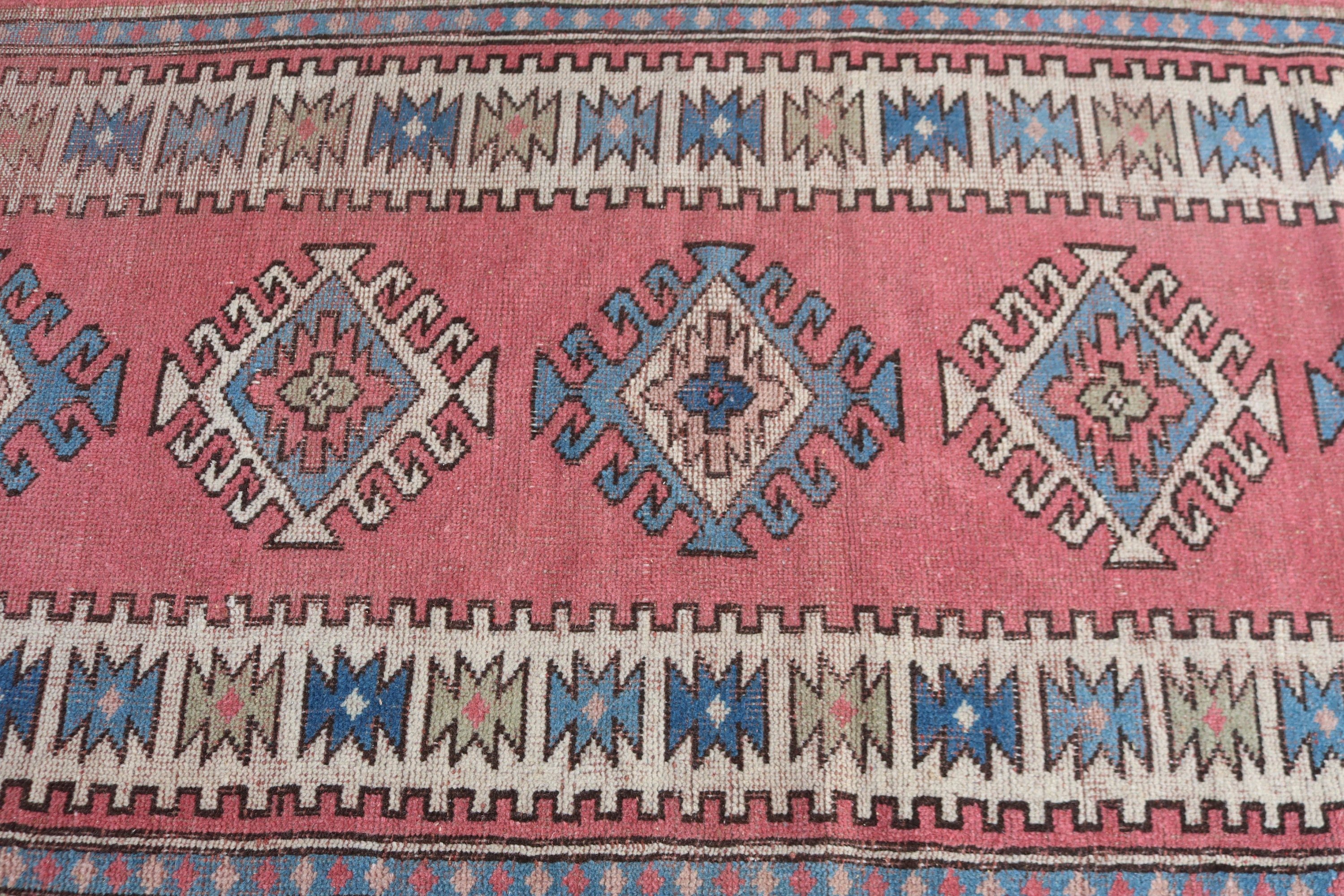 Modern Rugs, Vintage Rugs, Statement Rug, Turkey Rug, 3x9 ft Runner Rugs, Beni Ourain Runner Rugs, Turkish Rugs, Pink Home Decor Rugs