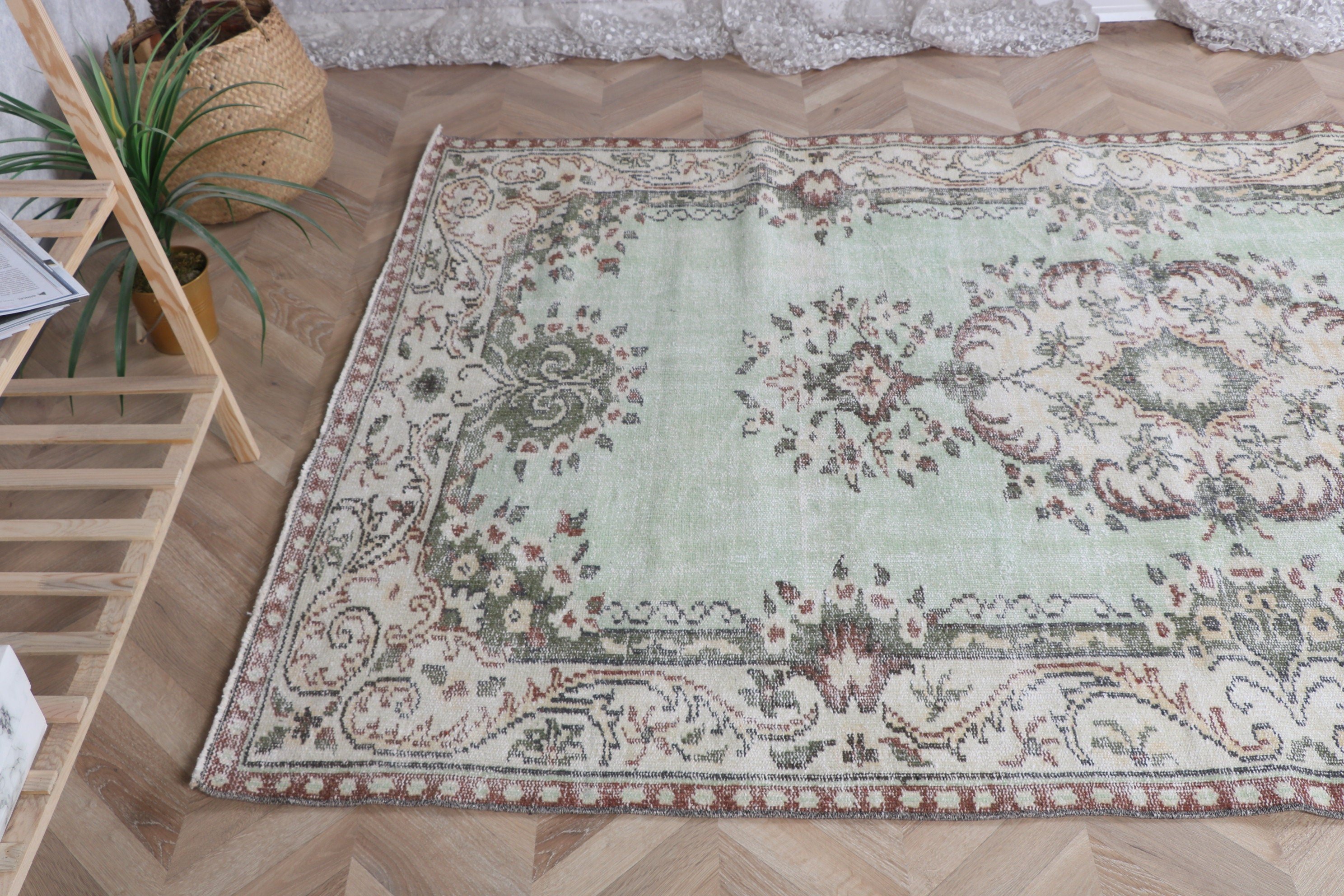 Türk Halısı, Antika Halı, 4.7x7.9 ft Alan Halıları, Düz Dokuma Halı, Yer Halısı, Kahverengi Ev Dekor Halısı, Oushak Bölgesi Halıları, Vintage Halılar