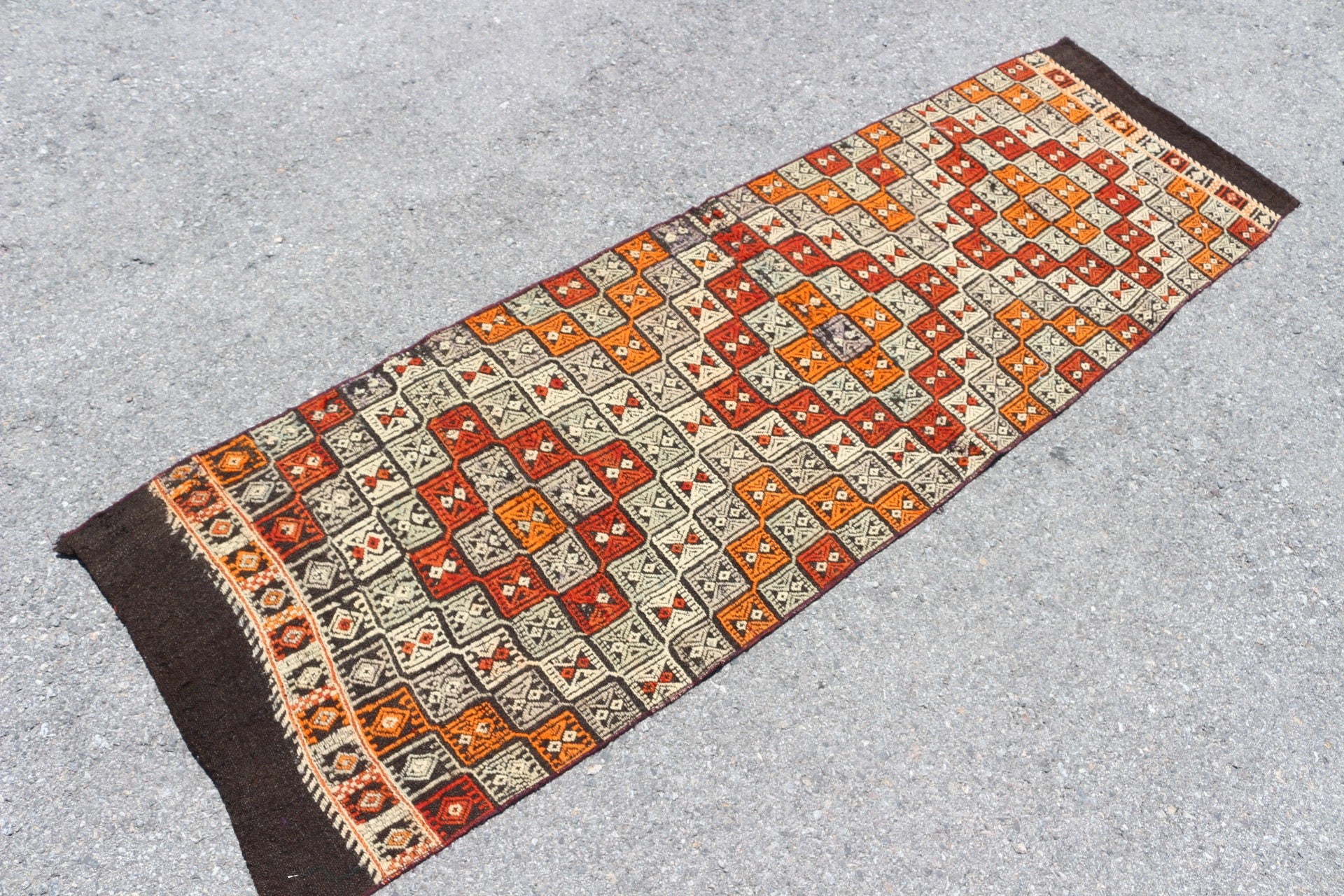 Orange Cool Rugs, 2.1x7.5 ft Runner Rug, Stair Rugs, Hallway Rug, Vintage Rug, Kilim, Turkish Rug, Antique Rugs, Designer Rug