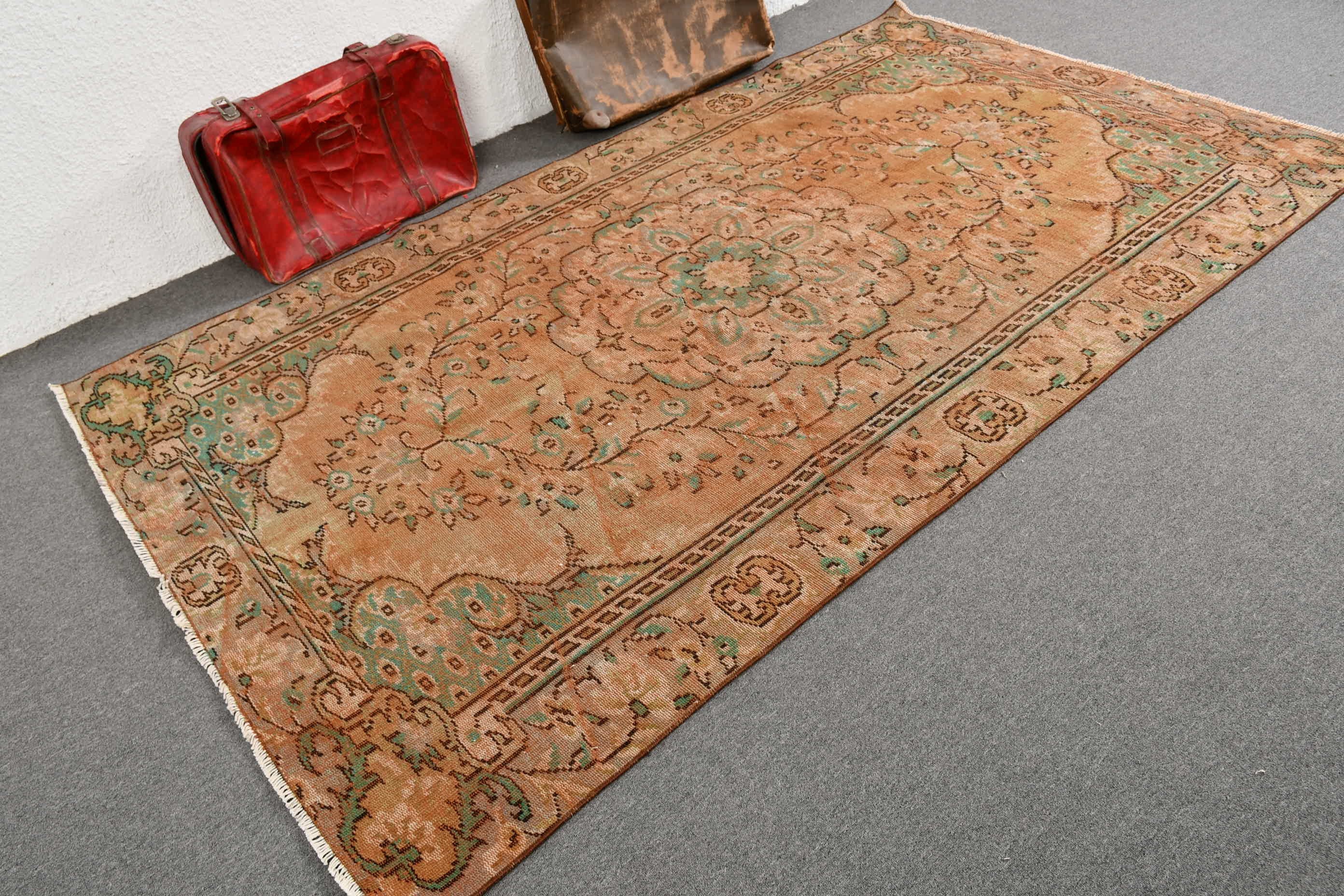 Oturma Odası Halısı, Vintage Halı, Oushak Halıları, 5.4x9 ft Büyük Halı, Salon Halısı, Kahverengi Antika Halılar, Antika Halılar, Etnik Halılar, Türk Halısı