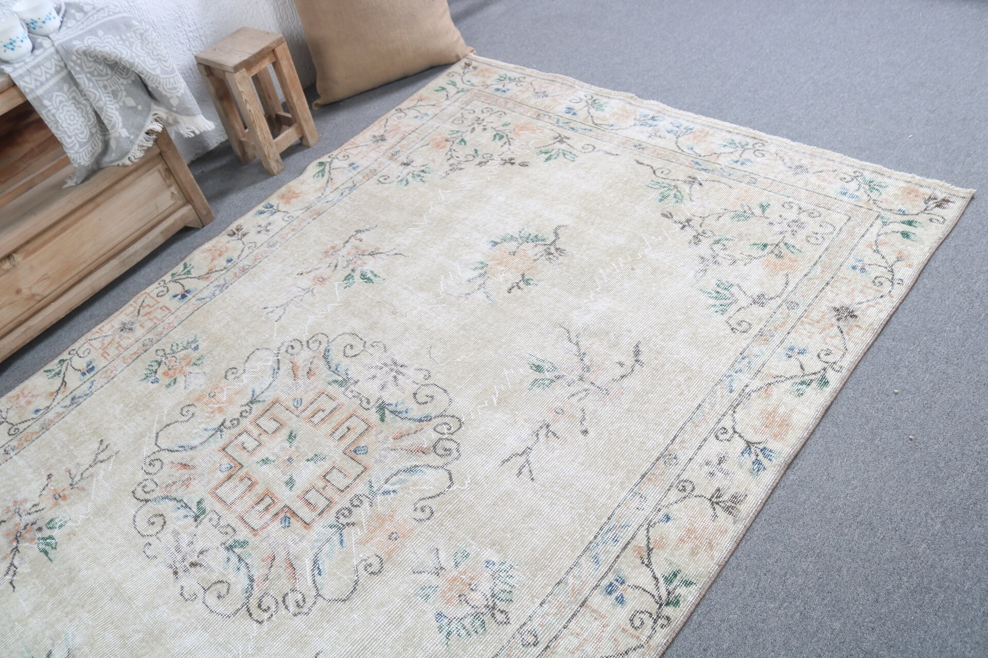 Living Room Rug, 5.4x9.4 ft Large Rug, Oushak Rugs, Designer Rug, Turkish Rug, Salon Rug, Anatolian Rug, Rugs for Bedroom, Vintage Rug
