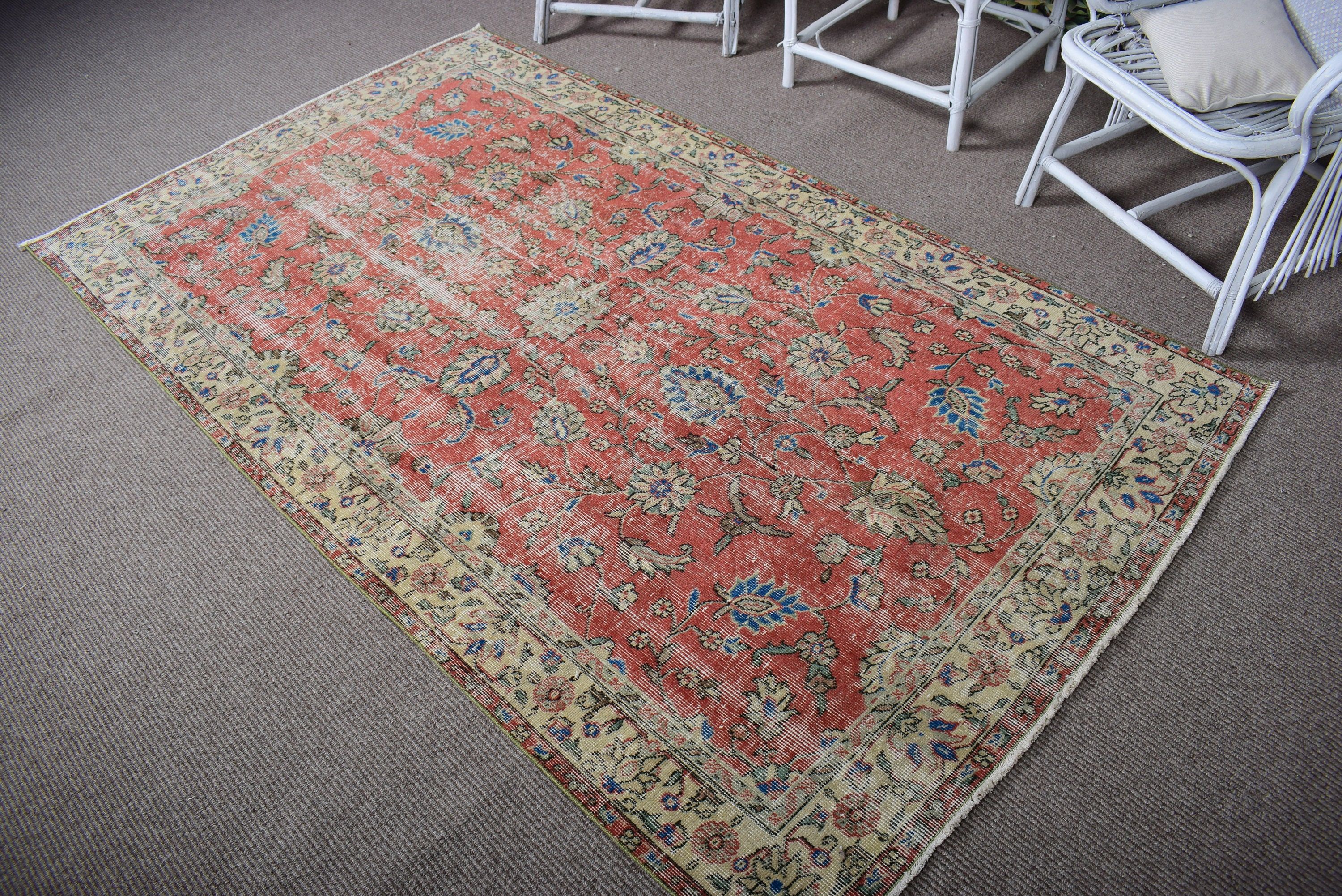 Kırmızı Nötr Halılar, Vintage Halılar, Oturma Odası Halısı, Düz Dokuma Halı, Türk Halıları, Yer Halısı, Kabile Halıları, Fas Halıları, 4,3x7,3 ft Alan Halıları