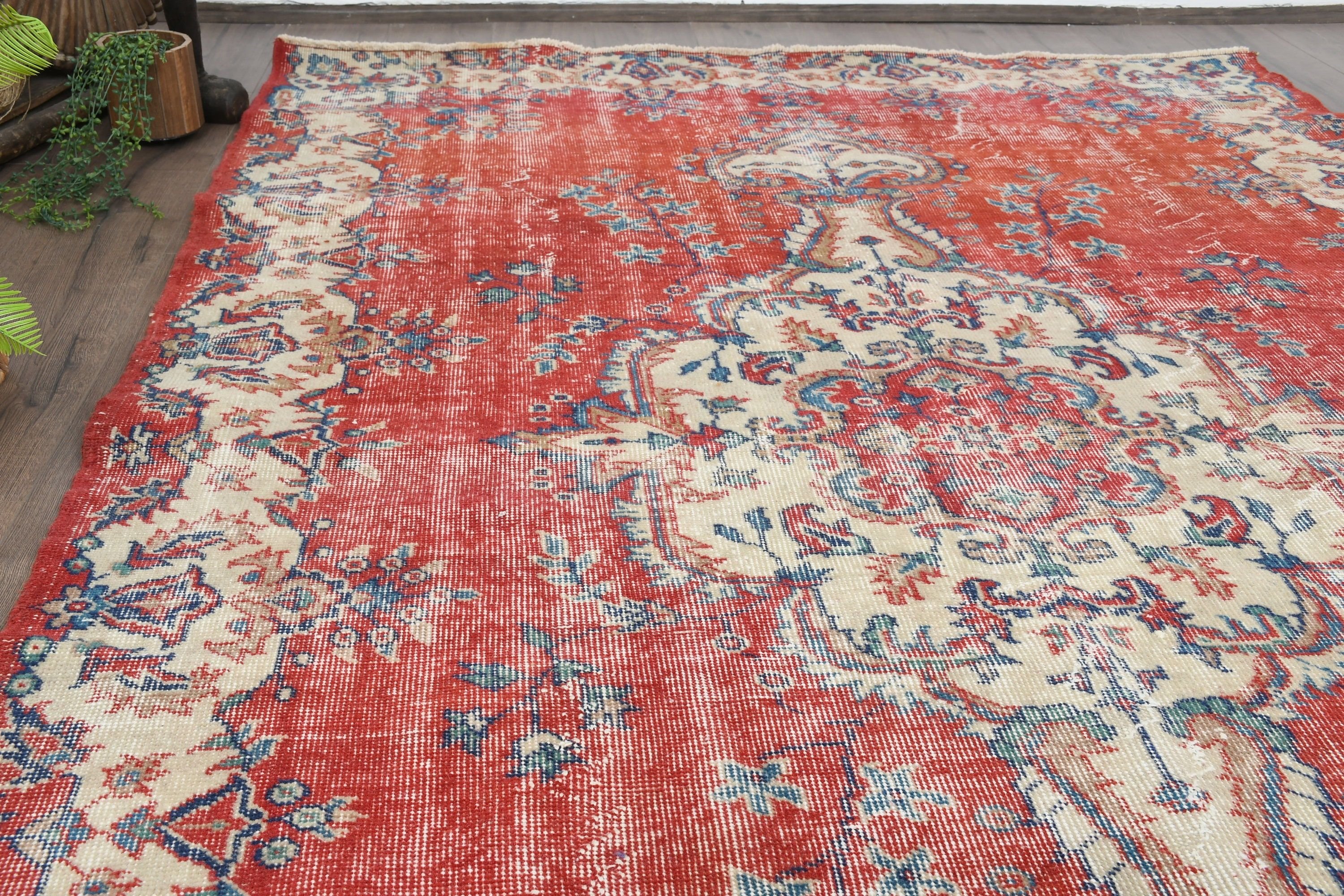 Red Moroccan Rugs, Turkish Rugs, Rugs for Salon, Living Room Rug, Vintage Rugs, Home Decor Rug, 5.8x9.1 ft Large Rugs, Old Rug, Bedroom Rug