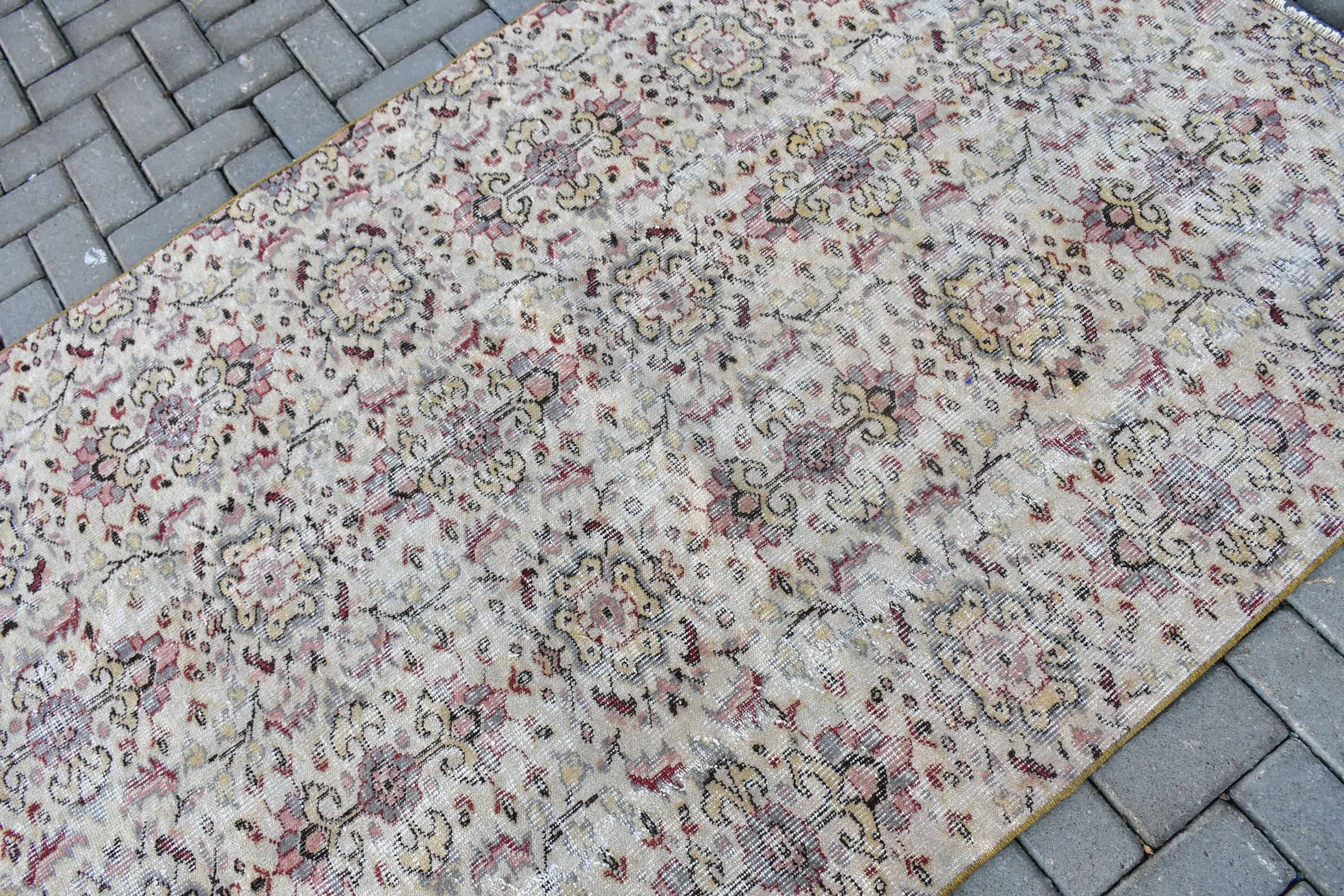 Türk Halıları, Fas Halısı, Bej Oushak Halısı, Yemek Odası Halısı, Vintage Halı, 4.4x7.2 ft Alan Halısı, Yatak Odası Halıları, Sanat Halısı, Ev Dekorasyonu Halıları