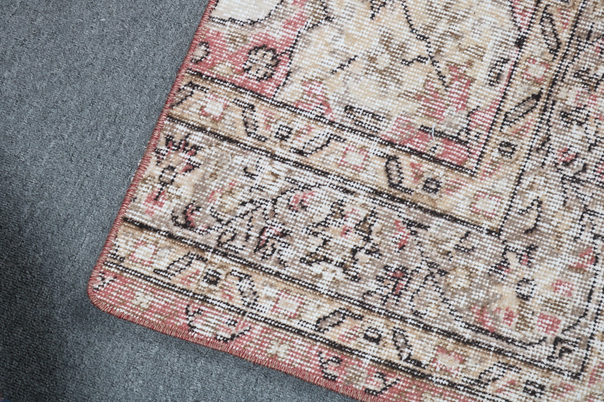 Beige Anatolian Rugs, Small Vintage Rugs, Vintage Rug, Turkish Rugs, Bathroom Rug, 1.6x3.3 ft Small Rugs, Oriental Rug, Neutral Rugs