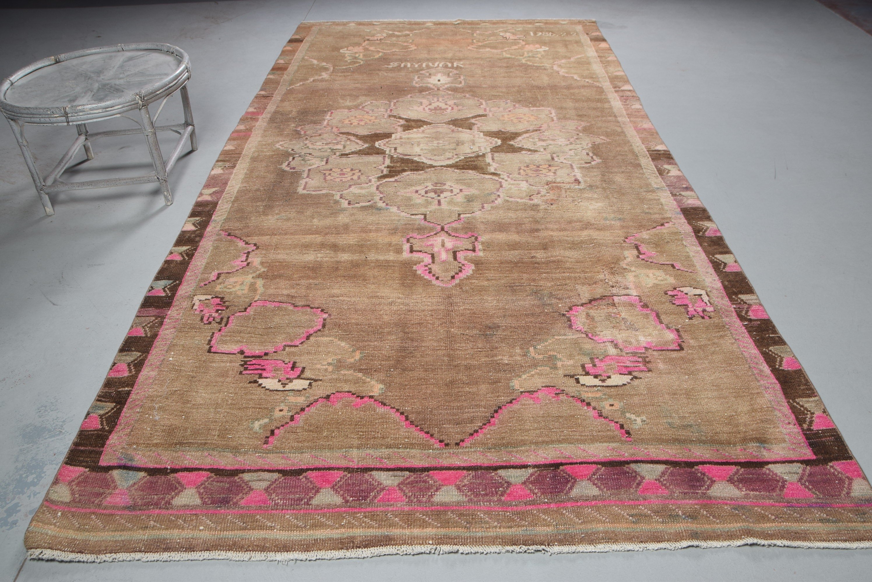 Kahverengi Oushak Halı, Yer Halıları, Salon Halıları, Türk Halısı, Yemek Odası Halıları, Oushak Halıları, Ev Dekorasyonu Halısı, Vintage Halı, 6.3x12.2 ft Büyük Boy Halı