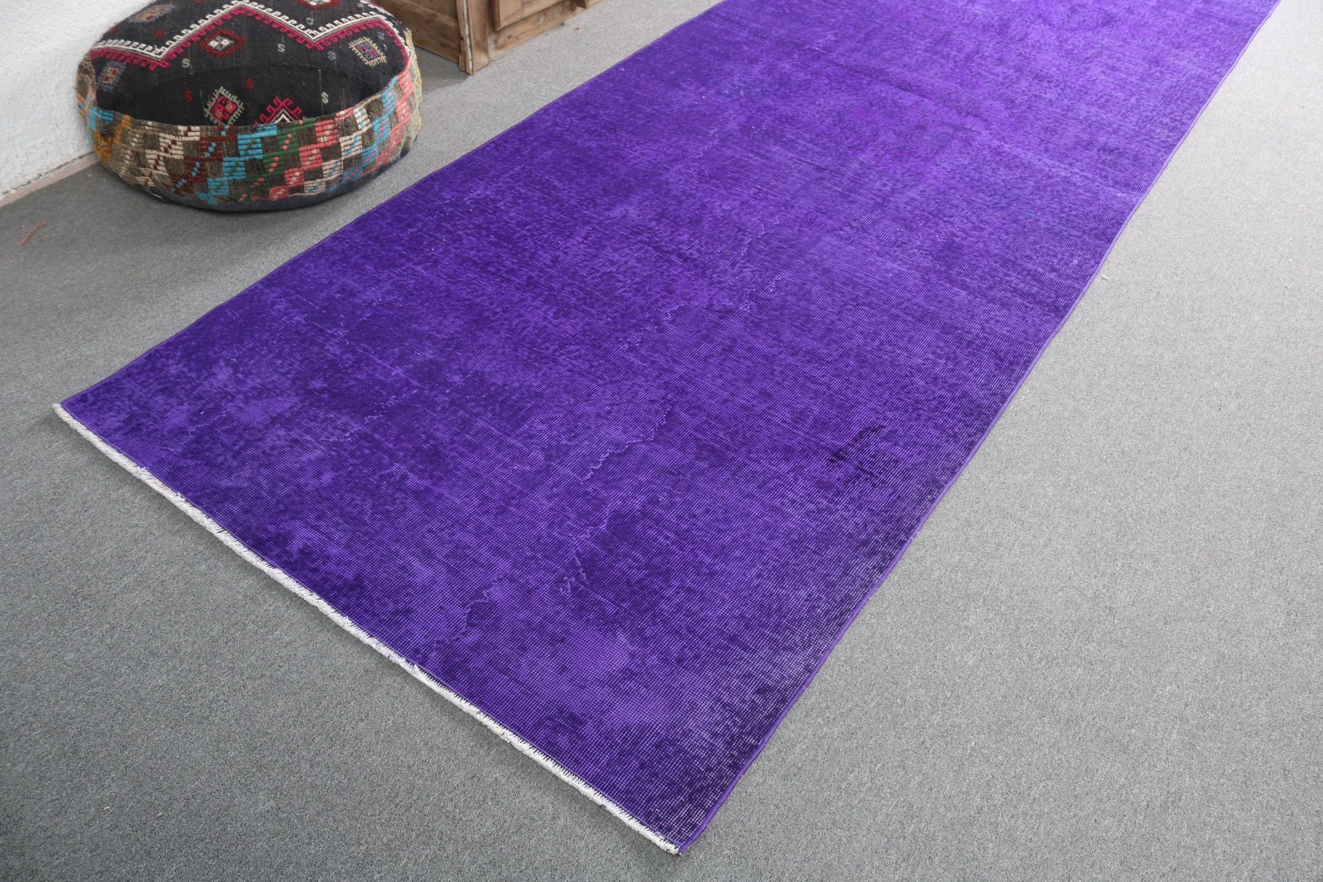 Luxury Rugs, Handwoven Rug, 4.1x12.8 ft Runner Rugs, Oushak Rug, Corridor Rugs, Turkish Rugs, Purple Antique Rugs, Stair Rug, Vintage Rug