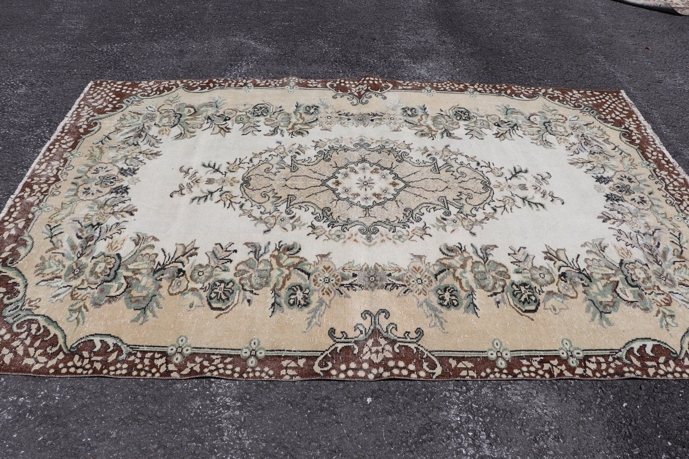 5.9x9.5 ft Büyük Halılar, Yemek Odası Halıları, Beyaz Mutfak Halısı, Yatak Odası Halısı, Sevimli Halı, Türk Halıları, Vintage Halılar, Oushak Halıları