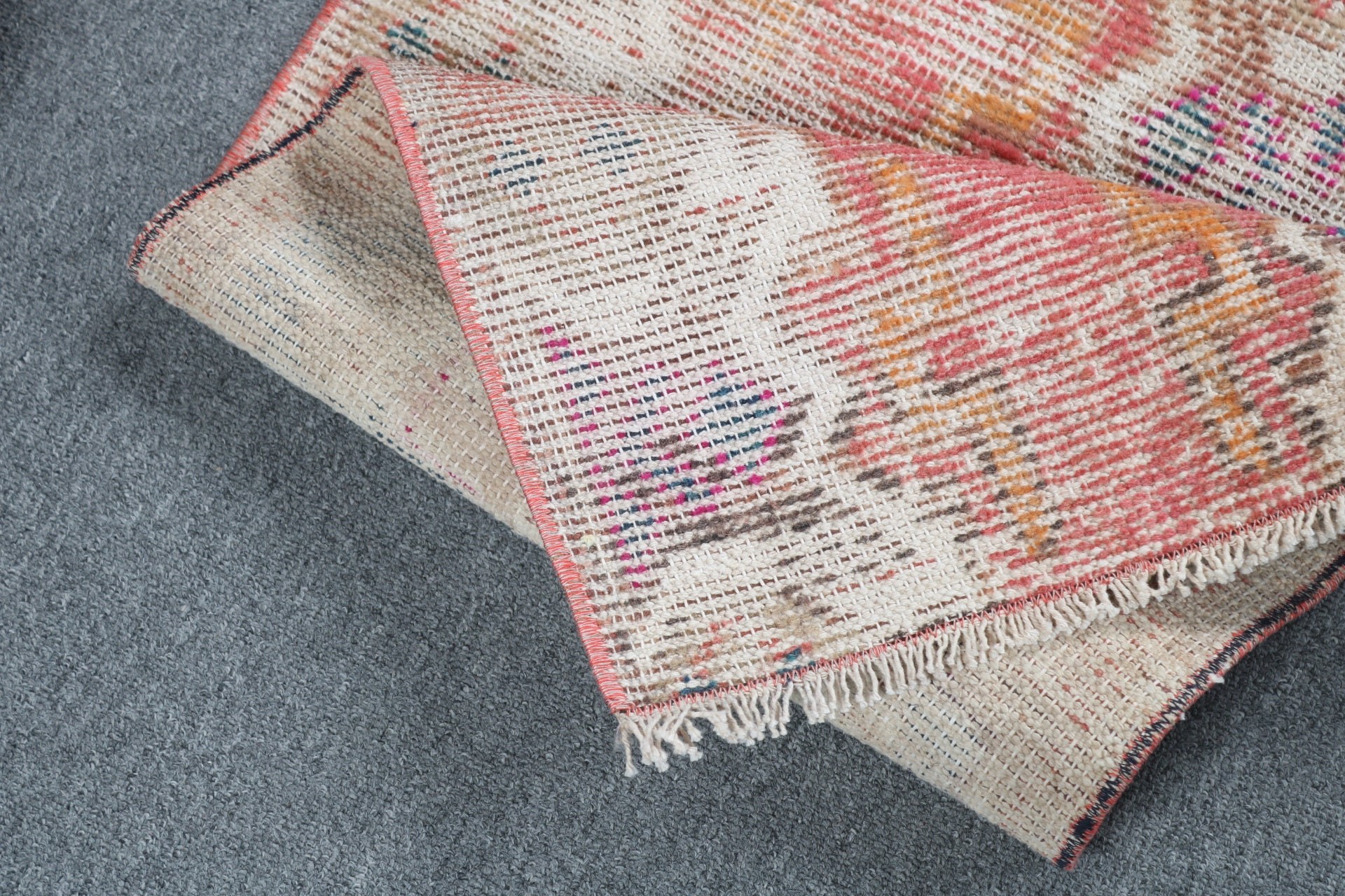 Entry Rugs, Organic Rugs, 1.3x2.8 ft Small Rugs, Vintage Rug, Pink Anatolian Rug, Turkish Rug, Moroccan Rugs, Car Mat Rug