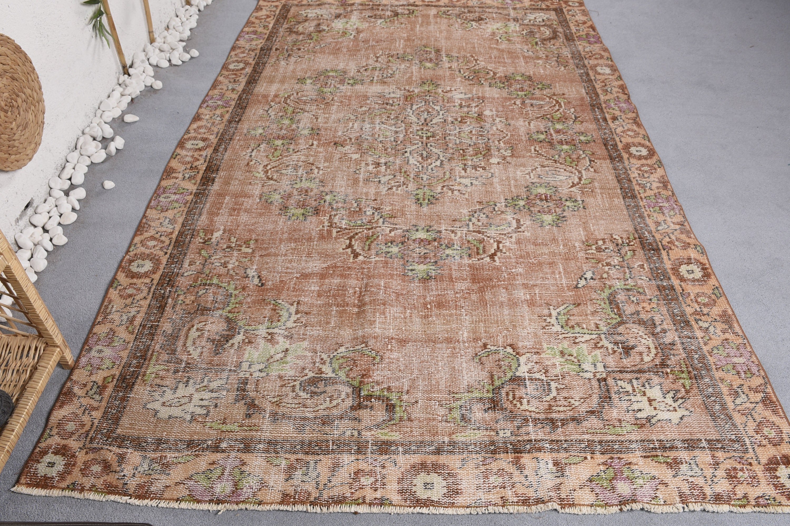 5.4x8.4 ft Large Rugs, Rugs for Salon, Oushak Rug, Turkish Rug, Bedroom Rugs, Oriental Rug, Vintage Rug, Salon Rug, Brown Home Decor Rug