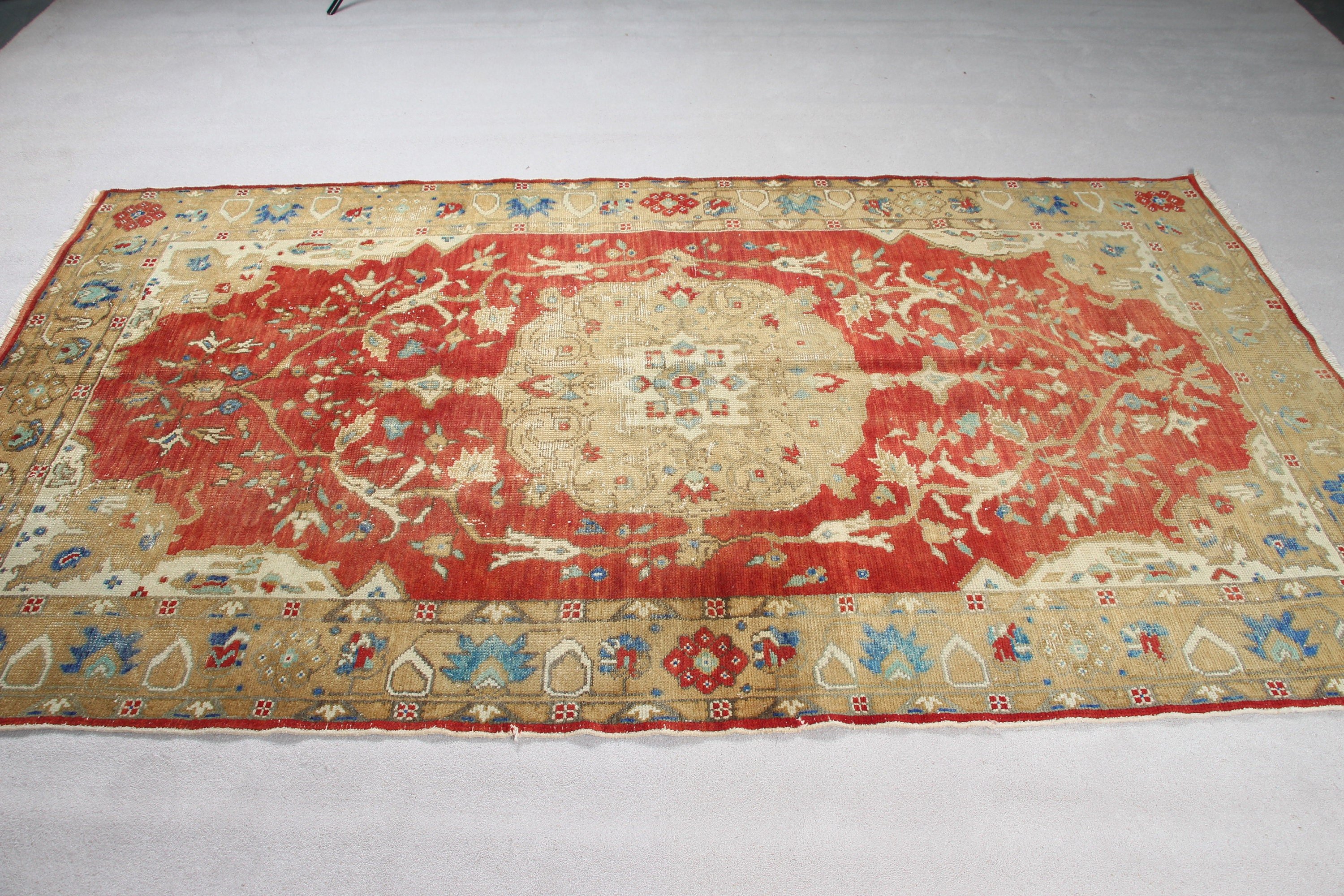 Dining Room Rug, Rugs for Bedroom, Turkish Rugs, Cool Rug, Vintage Rugs, Indoor Rugs, 4.7x8.5 ft Area Rug, Red Antique Rug, Oushak Rugs