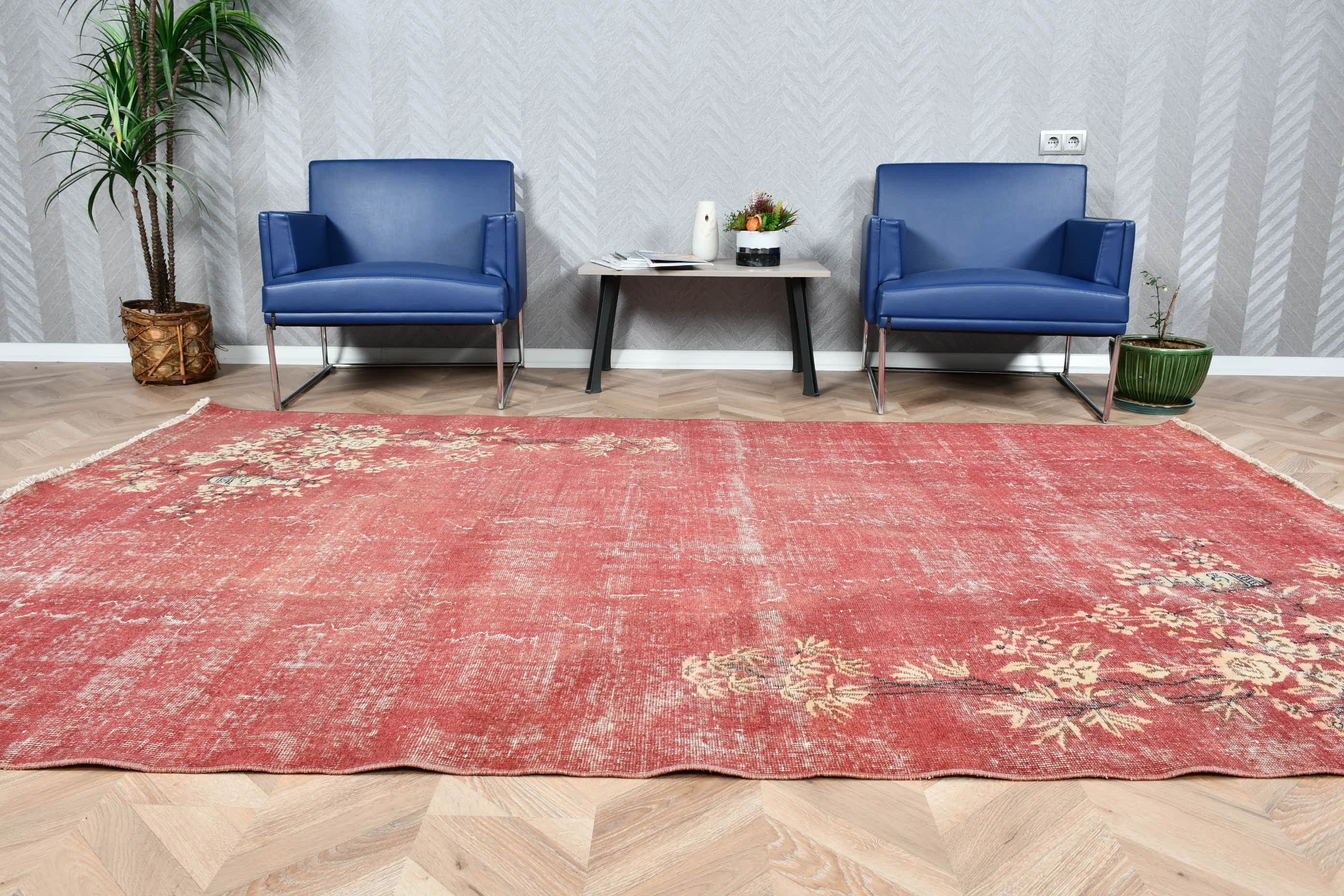 Vintage Rug, Cool Rug, Dining Room Rugs, Rugs for Dining Room, 5.9x9.4 ft Large Rugs, Turkish Rugs, Anatolian Rugs, Red Bedroom Rugs