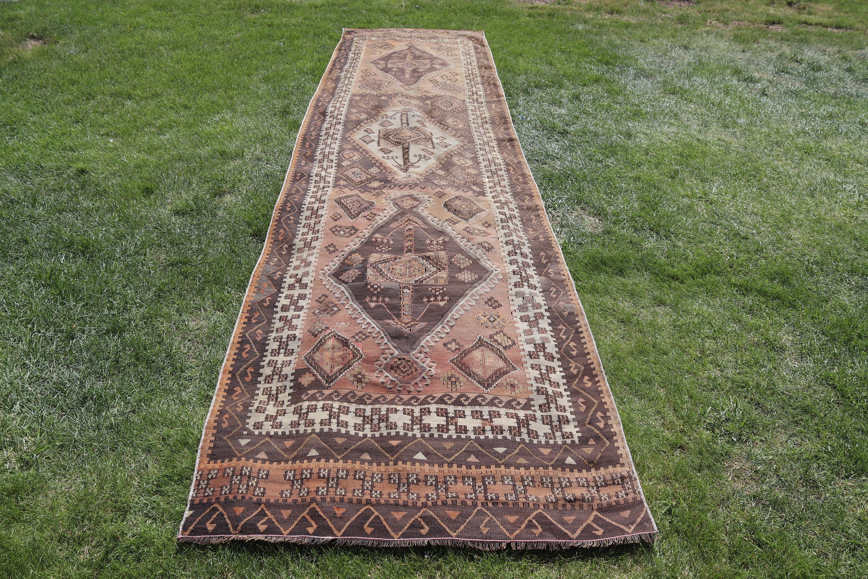 Koridor Halıları, Antika Halı, Vintage Halılar, Boho Halı, Yün Yolluk Halıları, Bej Açıklama Halısı, 3.4x14.2 ft Yolluk Halıları, Türk Halıları, Kilim