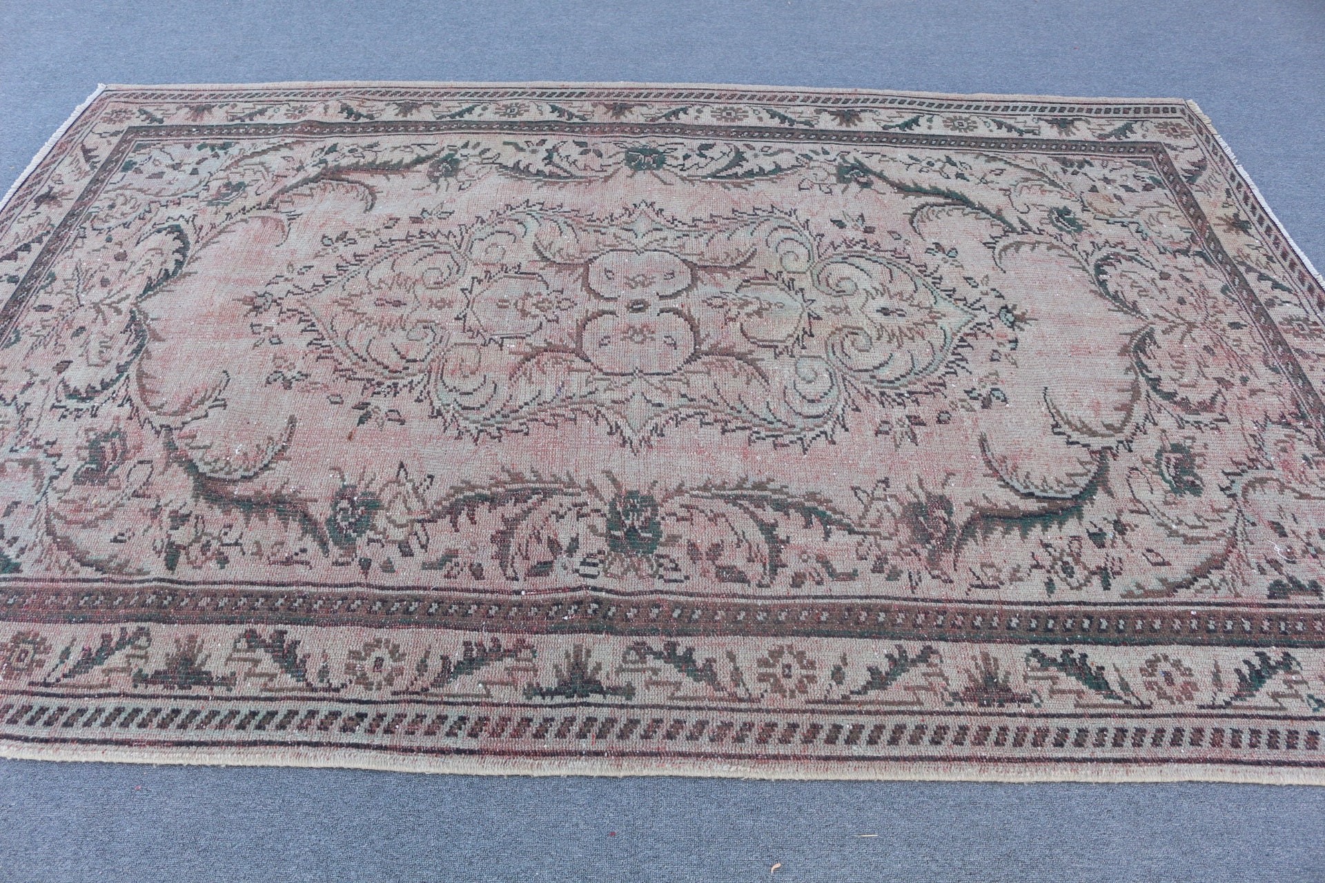 Vintage Halı, 6.1x9 ft Büyük Halı, Salon Halıları, Yemek Odası Halısı, Bronz Zemin Halısı, Göçebe Halıları, Türk Halısı, Yatak Odası Halısı