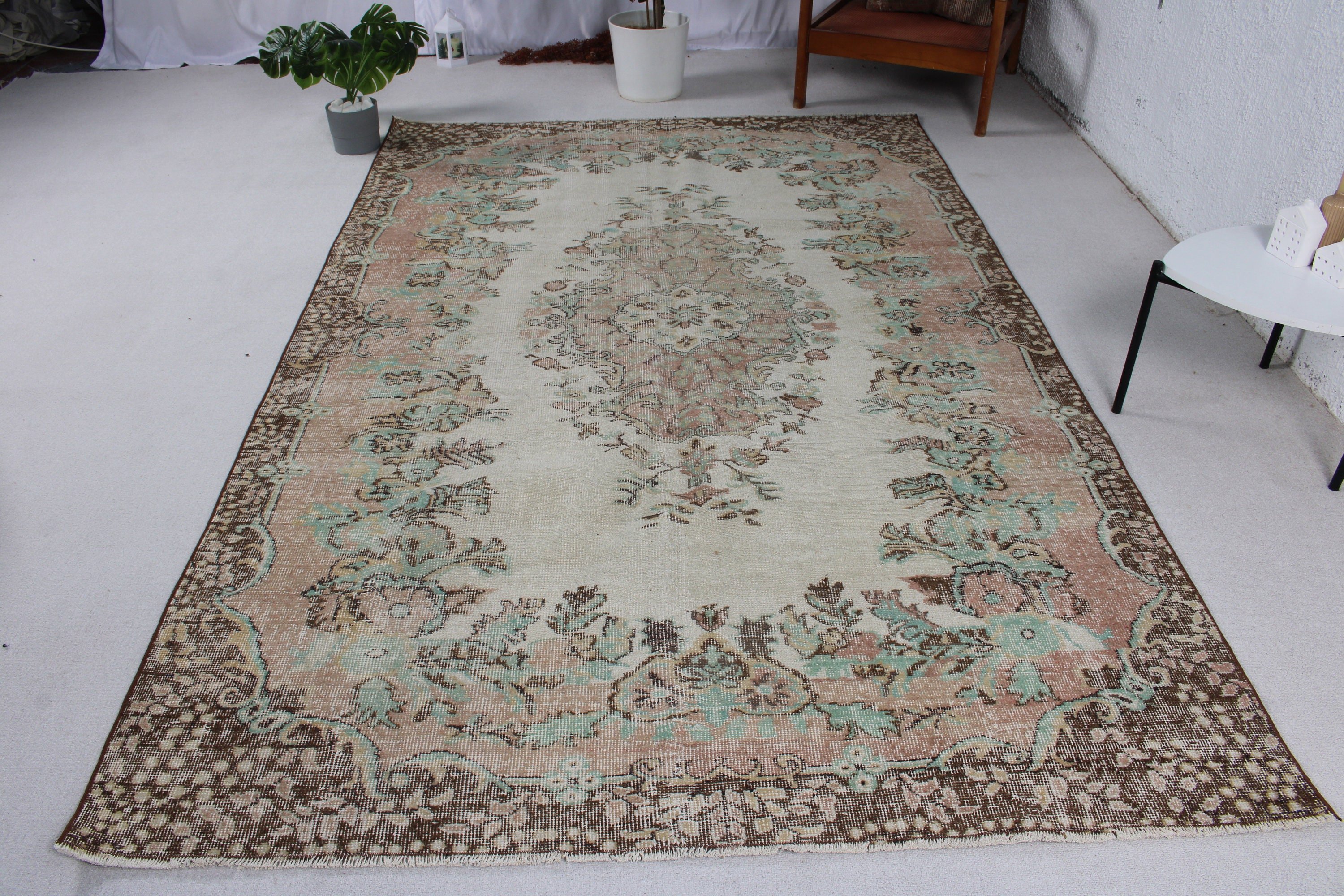 Living Room Rugs, Bronze Cool Rugs, 5.8x9.2 ft Large Rugs, Turkish Rug, Vintage Rug, Dining Room Rug, Kitchen Rugs