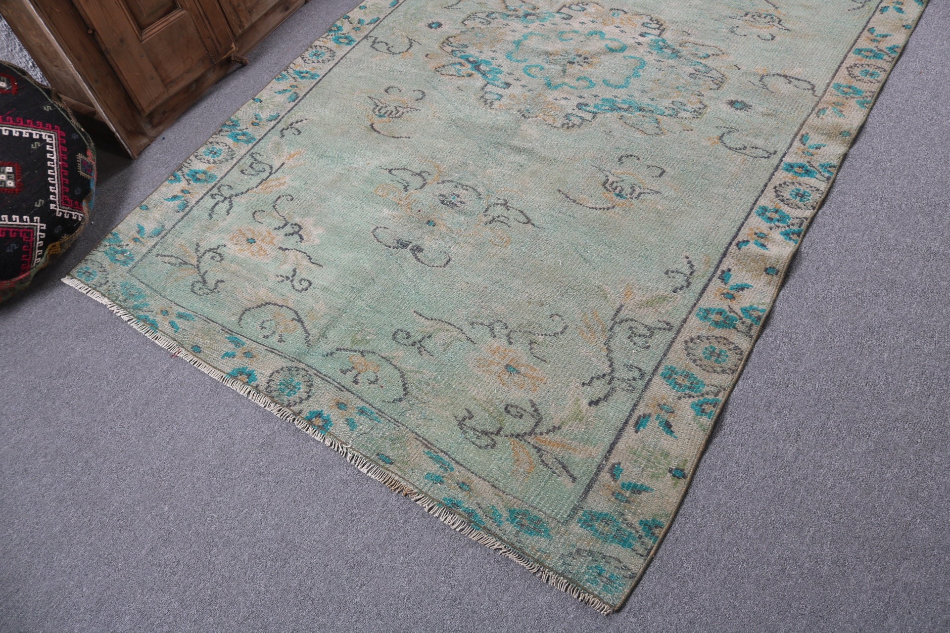 Vintage Rugs, Office Rugs, 5x7.9 ft Area Rug, Antique Rugs, Green Kitchen Rug, Handwoven Rugs, Turkish Rugs, Vintage Area Rug, Indoor Rugs