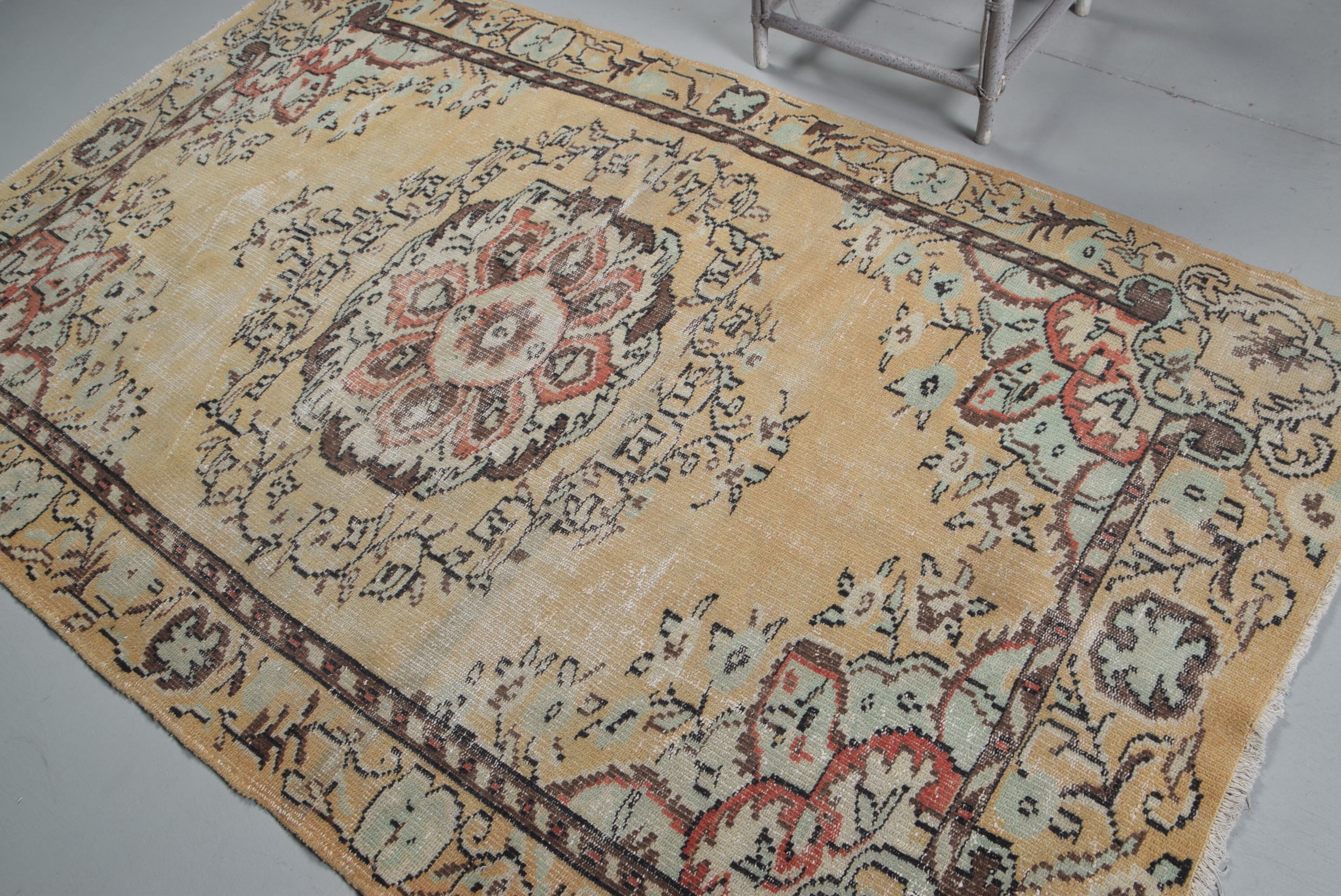 4.9x8 ft Alan Halısı, Vintage Halı, Mutfak Halıları, Özel Halılar, Yün Halı, Yemek Odası Halısı, Kahverengi Oryantal Halı, Türk Halısı