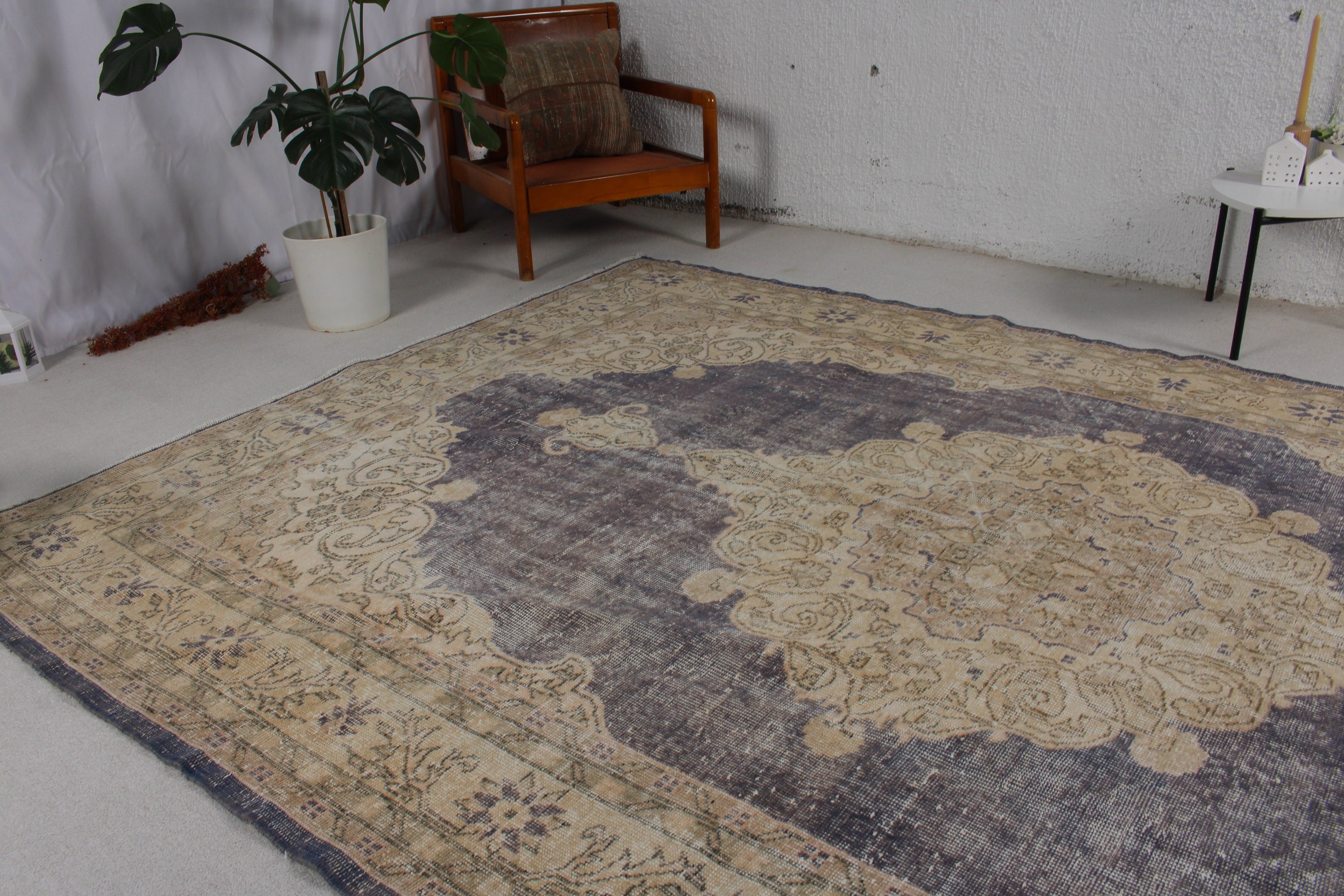 Modern Rugs, Vintage Rug, Oversize Turkish Rugs, 7.2x10.8 ft Oversize Rug, Organic Rugs, Handwoven Rug, Turkish Rugs, Beige Cool Rug