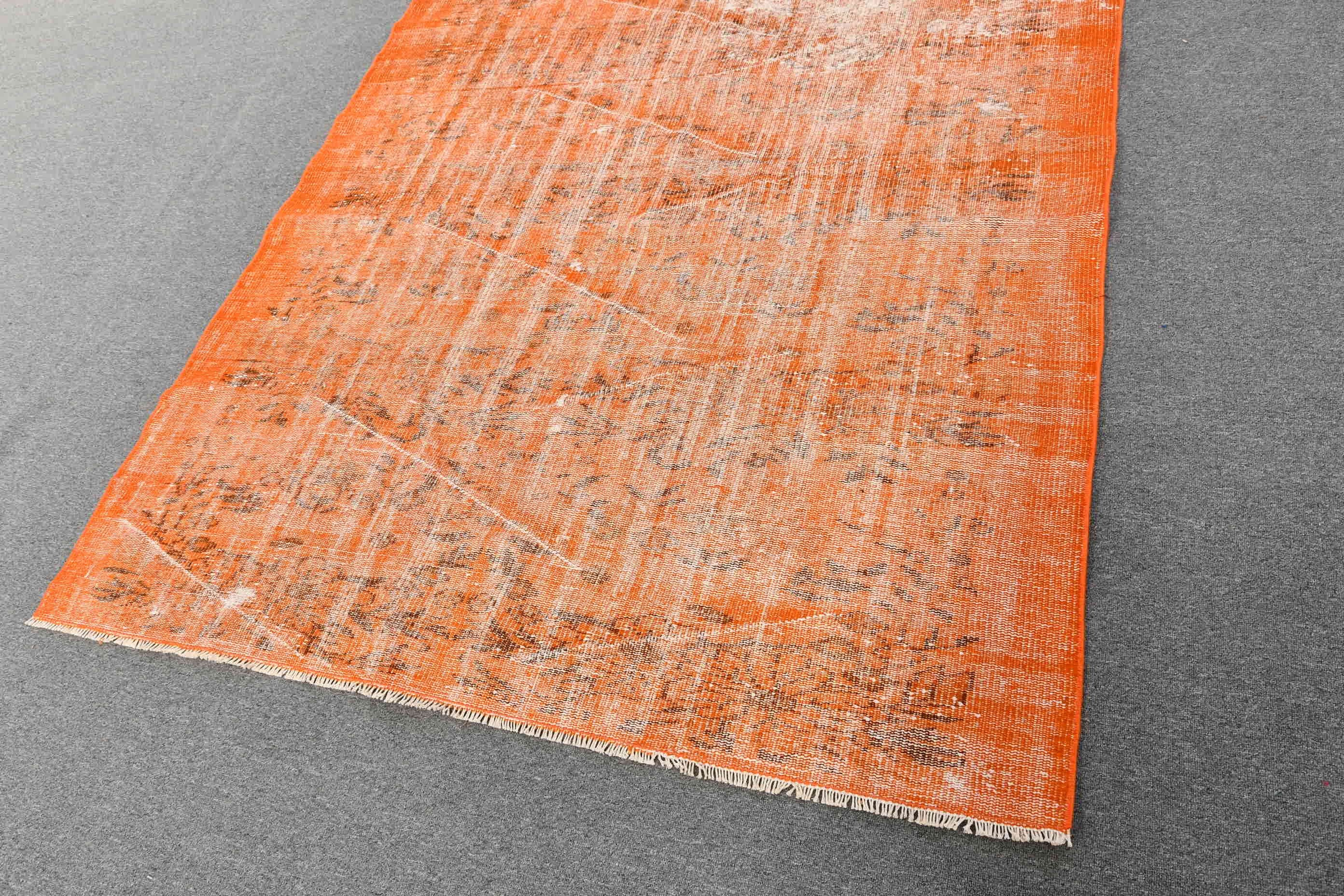 Rugs for Salon, Moroccan Rug, Orange Wool Rug, 5.4x9.2 ft Large Rugs, Salon Rug, Turkish Rug, Vintage Rug, Living Room Rug, Antique Rugs