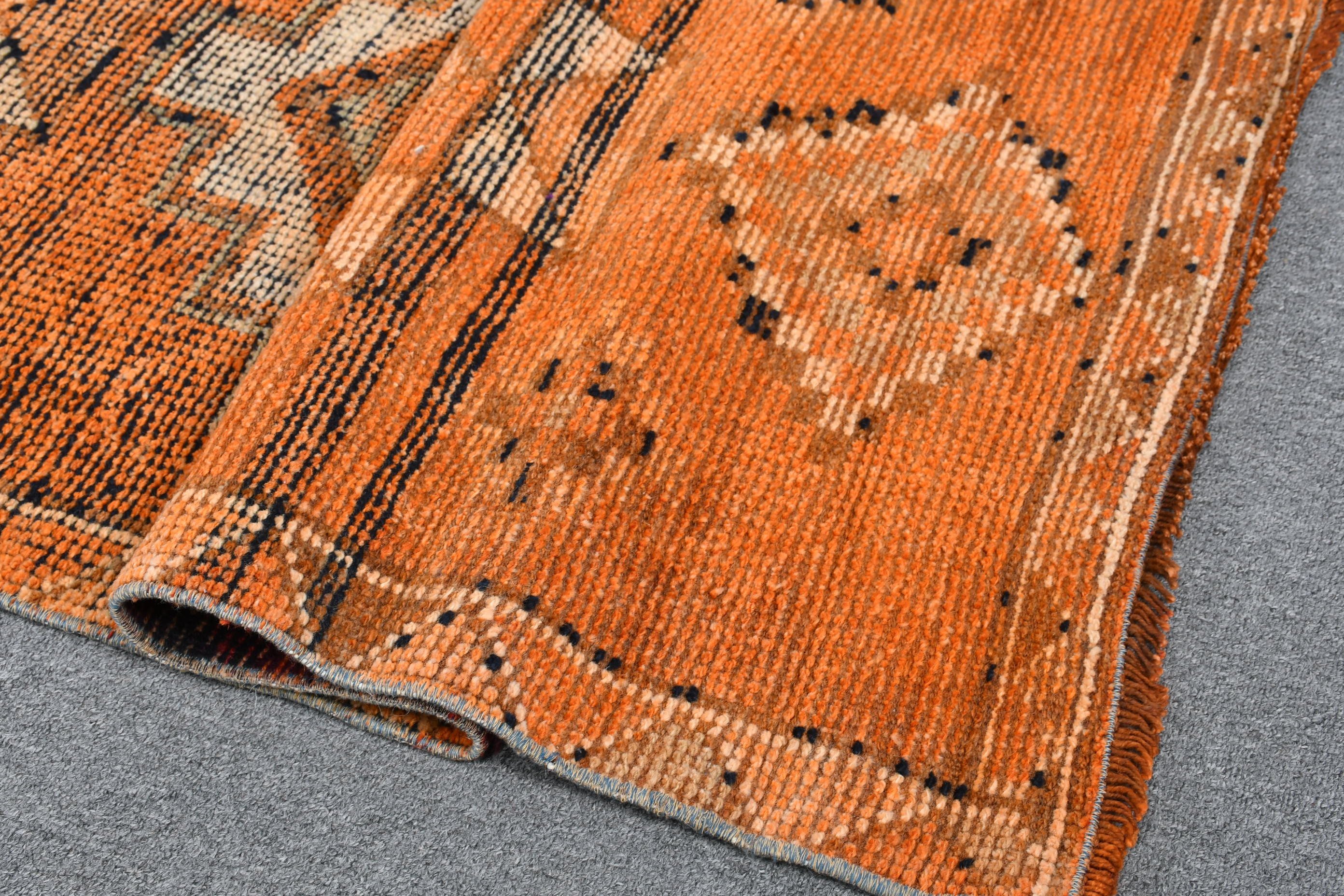 Corridor Rugs, Wool Rug, Orange  2.6x10.3 ft Runner Rugs, Hallway Rug, Vintage Rug, Turkish Rug, Floor Rug, Rugs for Hallway