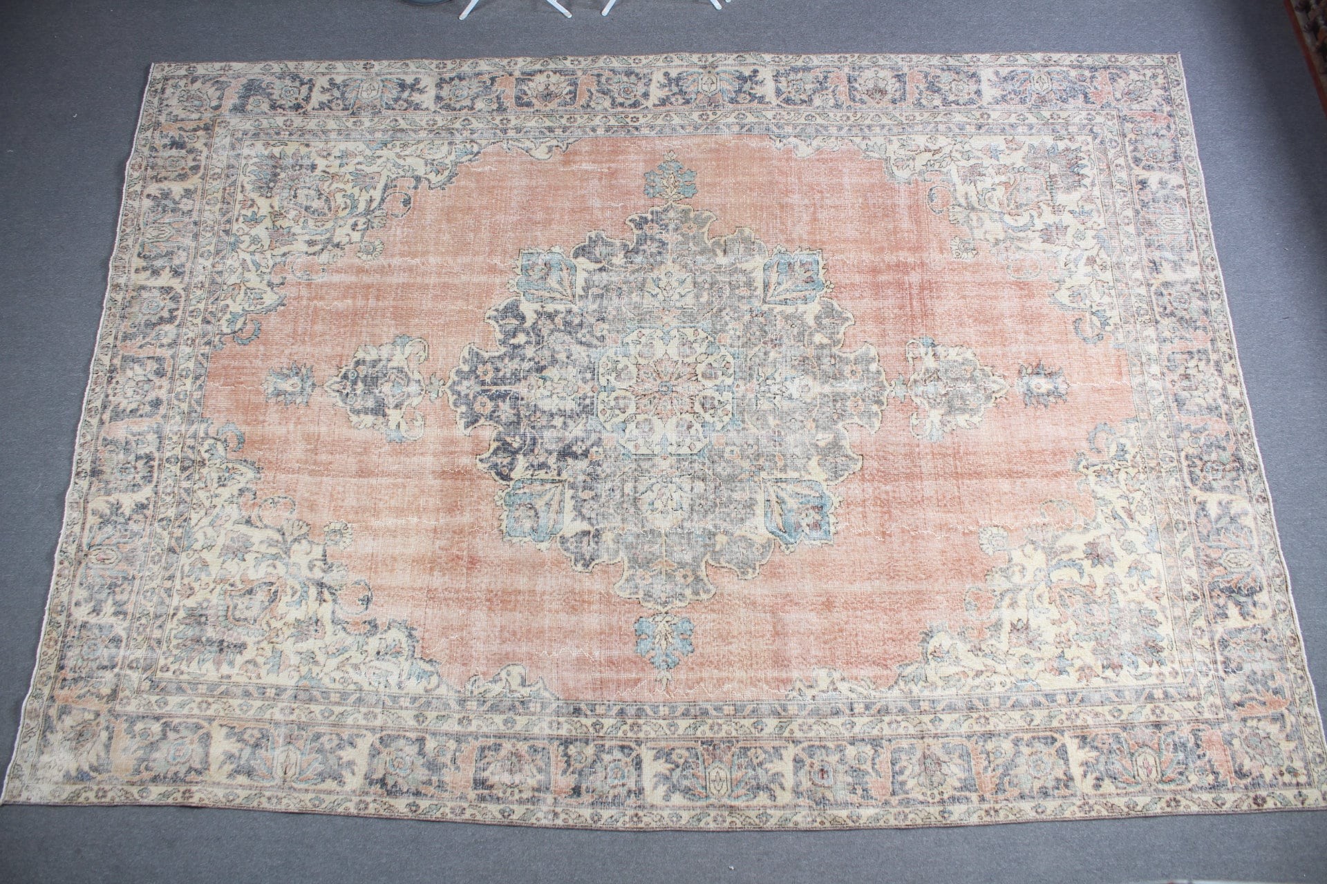 9x12.6 ft Büyük Boy Halılar, Anadolu Halıları, Sessiz Halı, Yemek Odası Halısı, Yer Halısı, Salon Halıları, Turuncu Anadolu Halıları, Vintage Halı, Türk Halısı