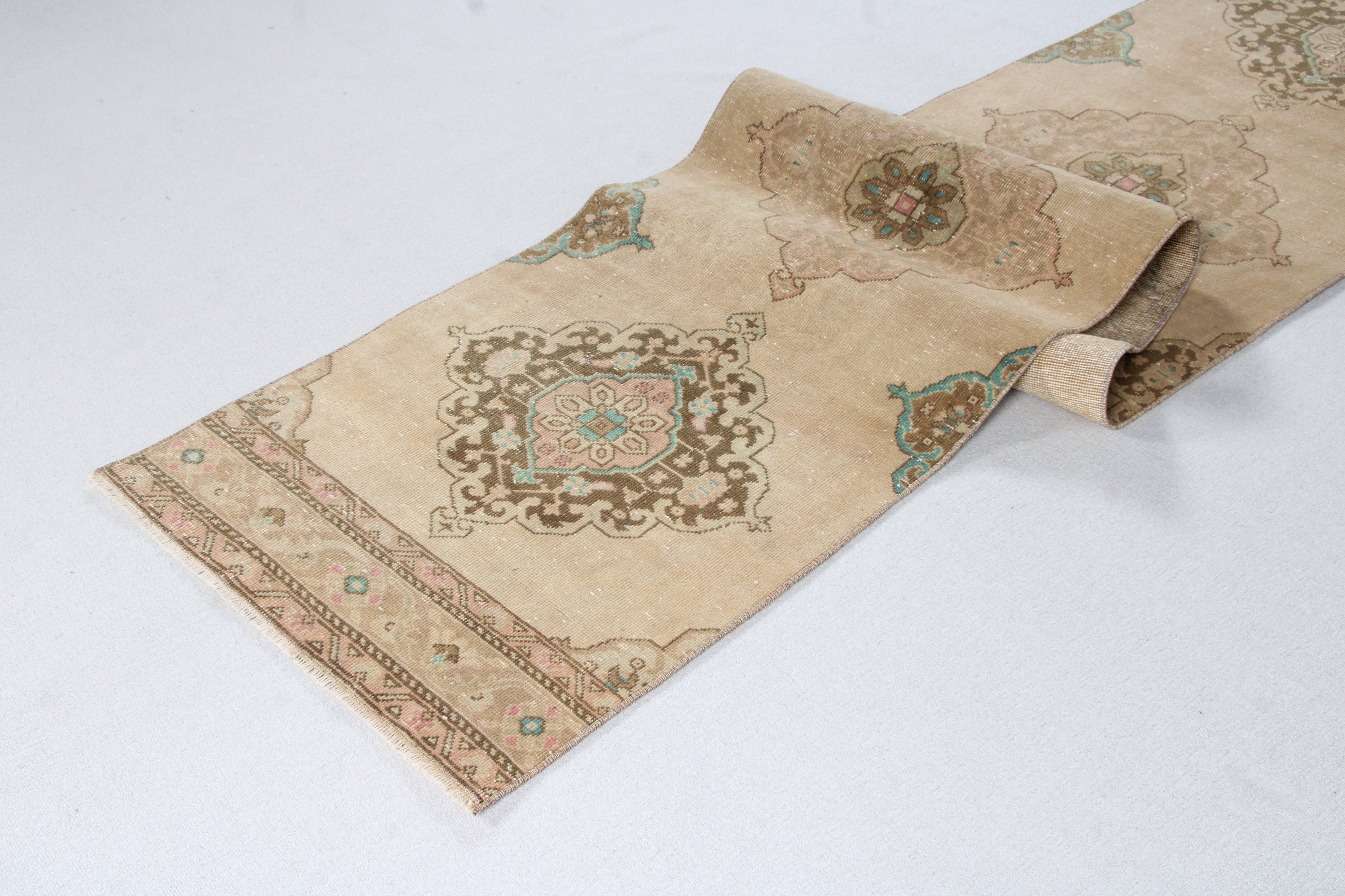 2.6x12.2 ft Runner Halı, Bildiri Halısı, Mutfak Halıları, Türk Halısı, Egzotik Halılar, Vintage Halı, Kahverengi Boho Halı, Düz Dokuma Halı, Koridor Halıları