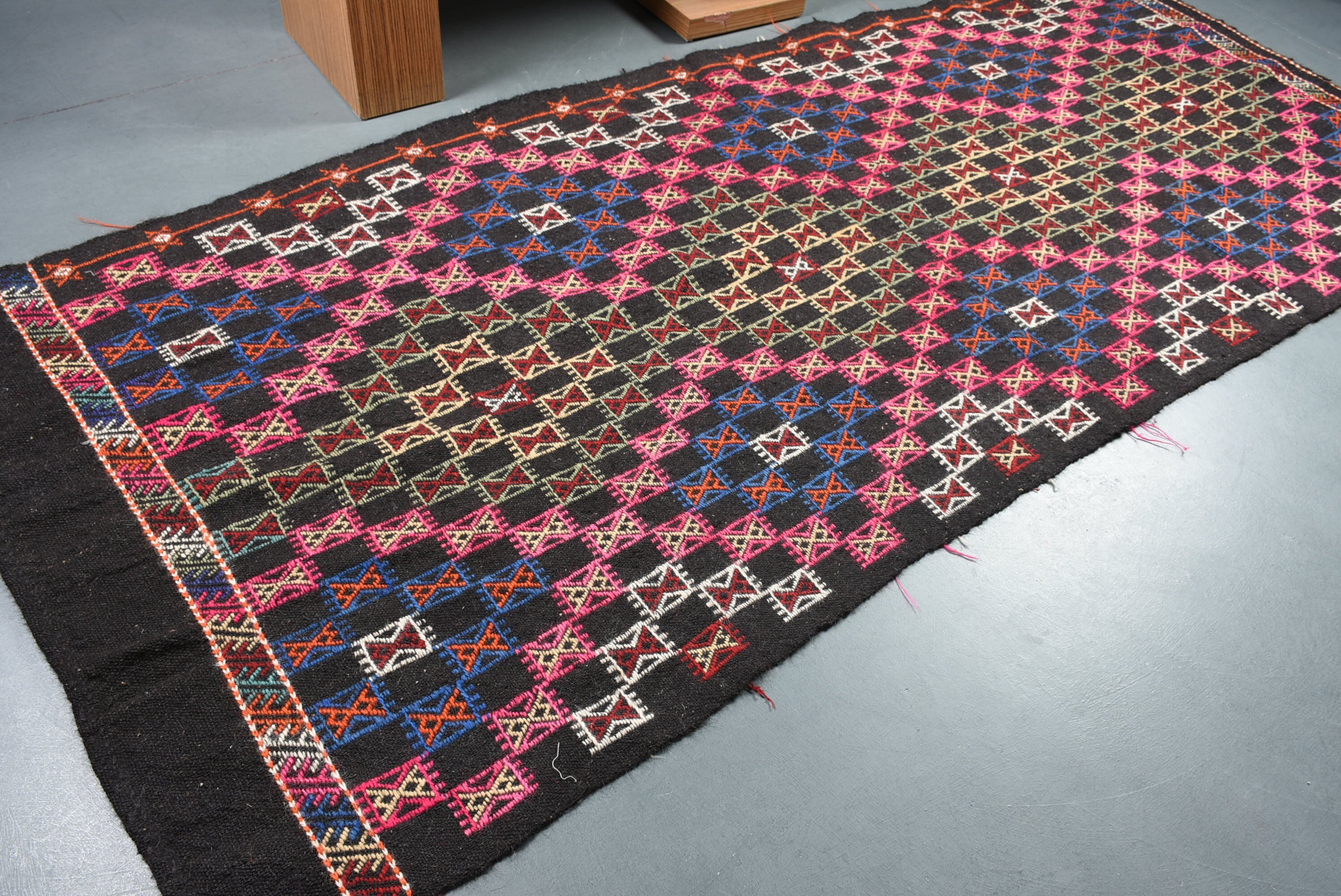 Living Room Rug, Vintage Rugs, Turkish Rug, Kilim, Black Cool Rug, Old Rug, Cool Rug, Dining Room Rug, 4.6x11.1 ft Large Rugs, Bedroom Rugs