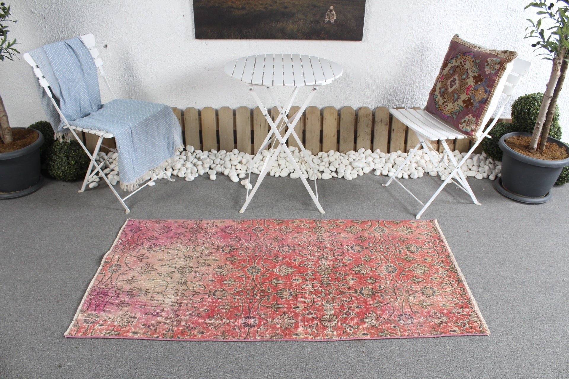 Araba Paspasları için Halılar, Oushak Halısı, 2,7x5,4 ft Küçük Halılar, Pembe Fas Halısı, Yatak Odası Halısı, Türk Halısı, Vintage Halılar, Kapı Paspas Halısı, Banyo Halıları