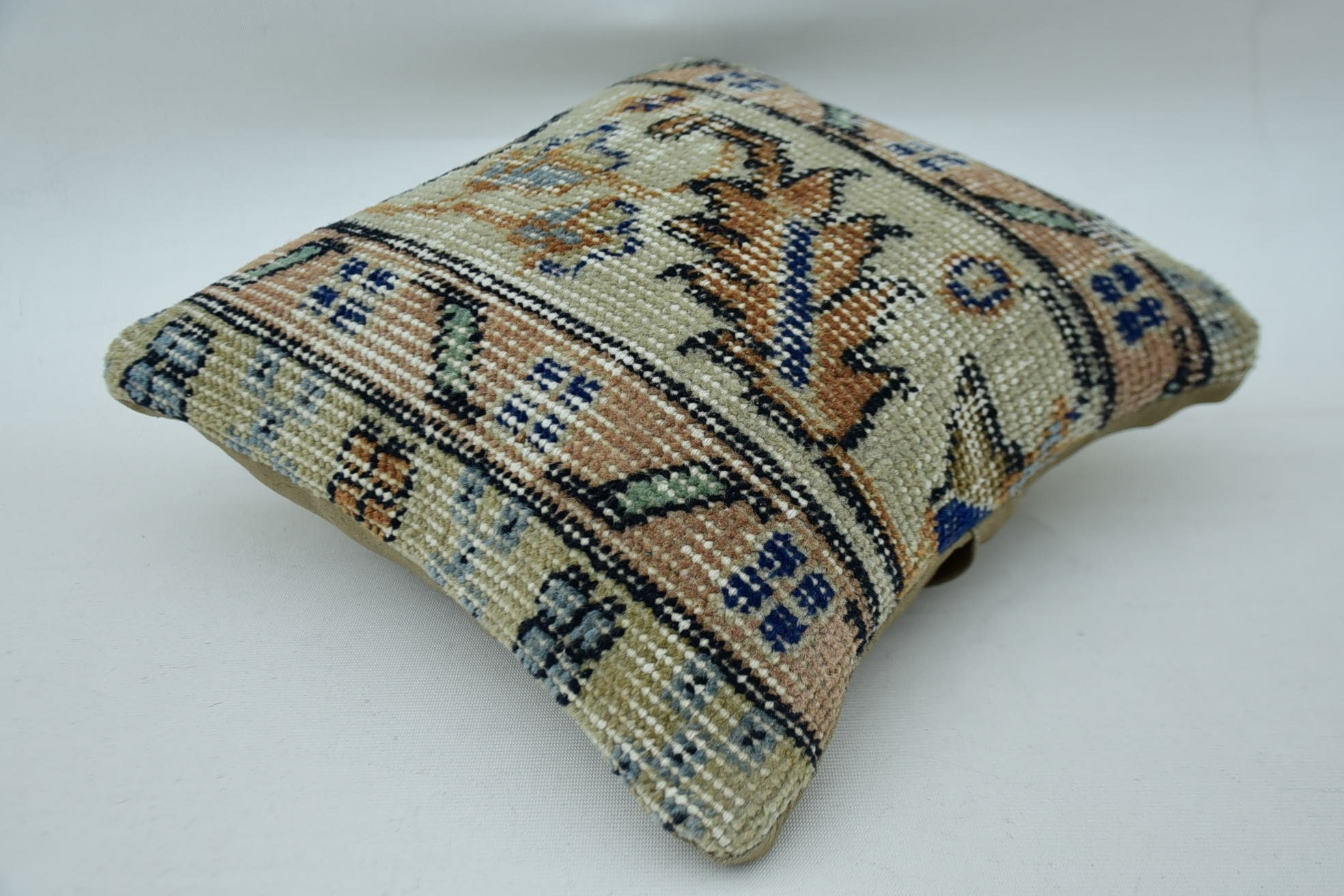 Anatolian Cushion, Wholesale Pillow Case, Antique Pillows, Floor Cushion Case, Pillow for Sofa, 12"x12" Beige Cushion, Kilim Pillow Cover