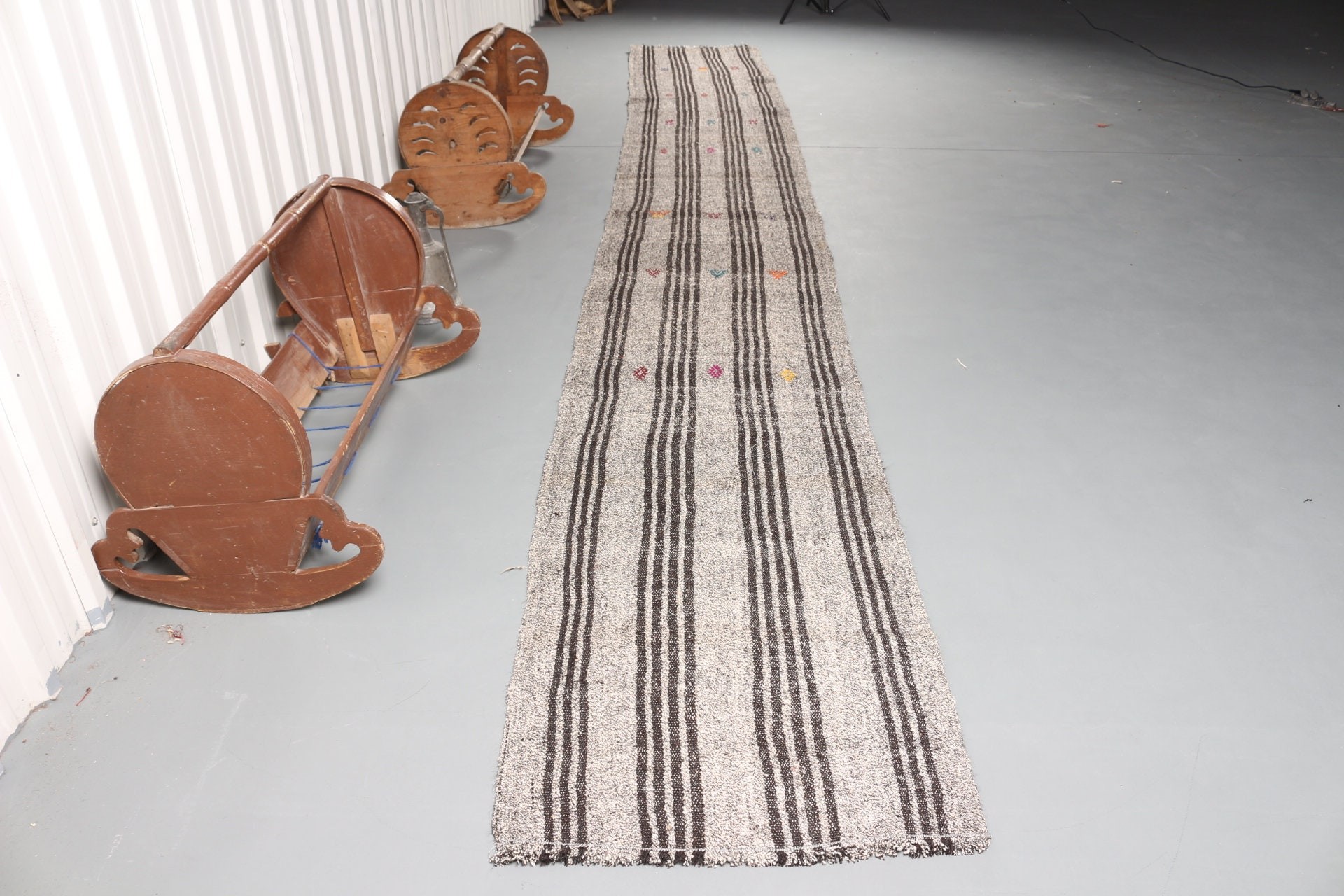 Vintage Rug, Aztec Rugs, Turkish Rug, Stair Rug, Wool Rug, Corridor Rug, Beige  2.5x18.3 ft Runner Rug, Kilim