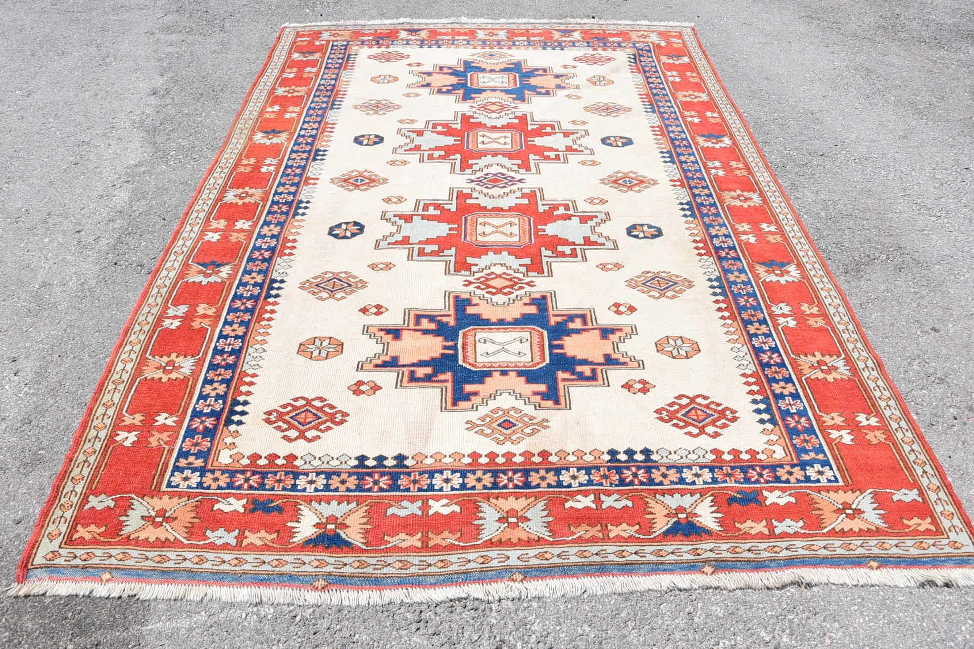 Yemek Odası Halısı, 6.3x9.4 ft Büyük Halı, Vintage Dekor Halısı, Türk Halısı, Salon Halıları, Salon Halısı, Vintage Halı, Yer Halısı, Havalı Halı, Sanat Halısı