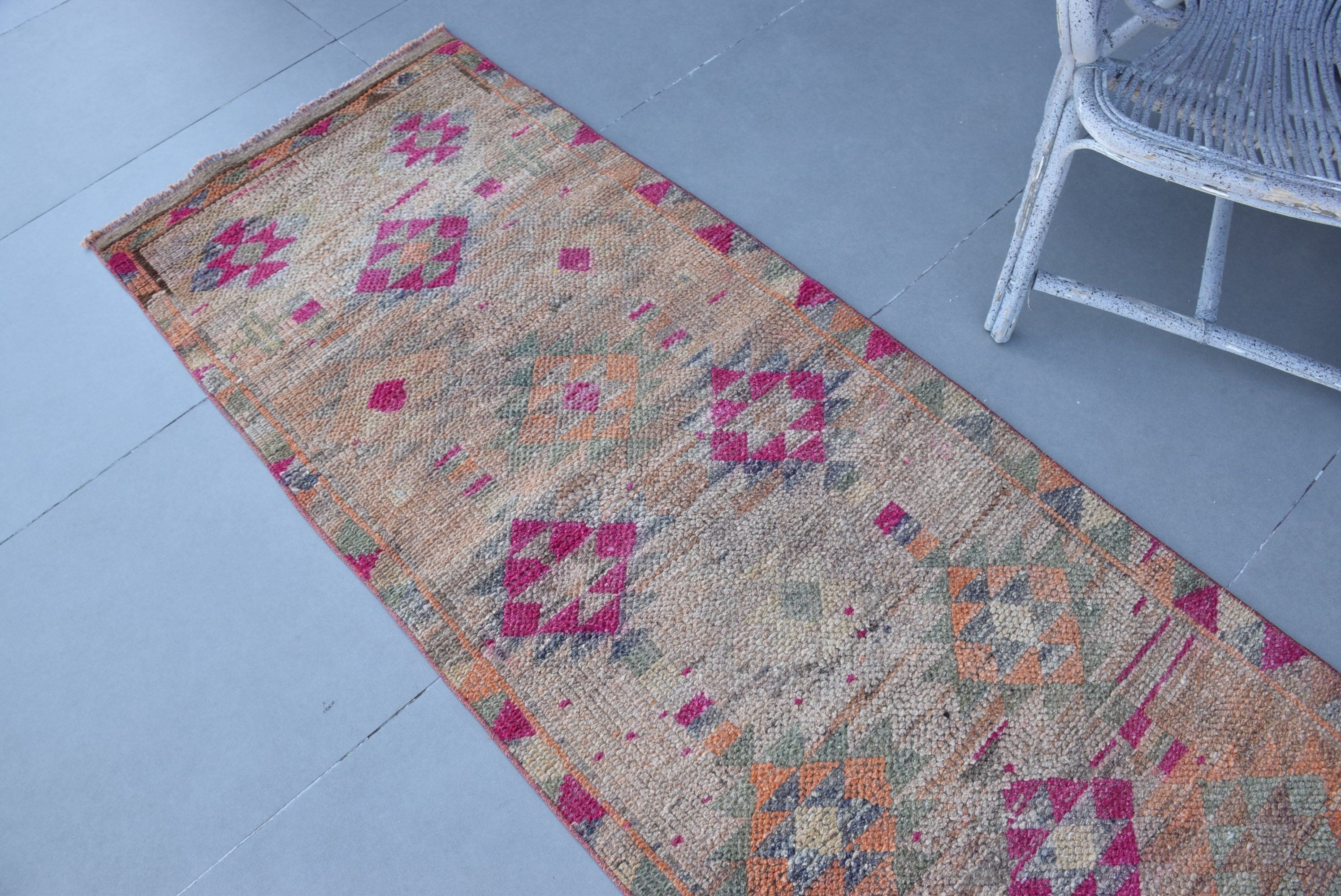 2.5x12.3 ft Runner Rug, Vintage Rugs, Corridor Rug, Art Rug, Anatolian Rugs, Pink Bedroom Rugs, Kitchen Rug, Rugs for Hallway, Turkish Rugs